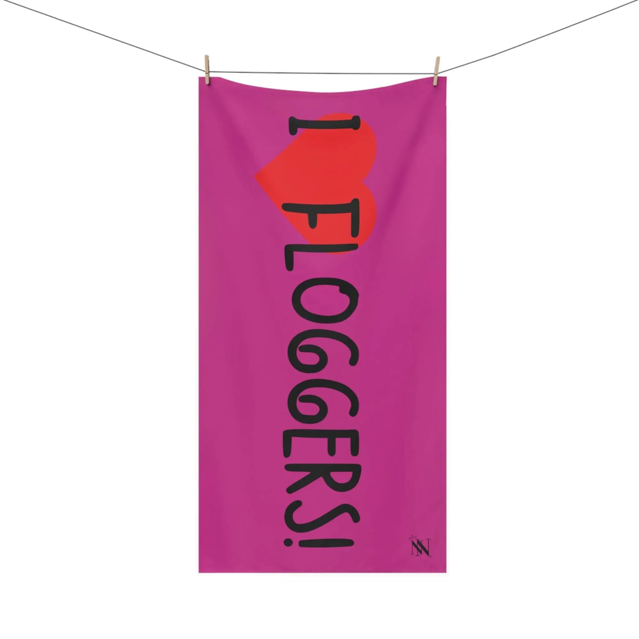 I Love Floggers! Fuscia | Mix & Match XL Fun-Flirty Lovers’ Towels