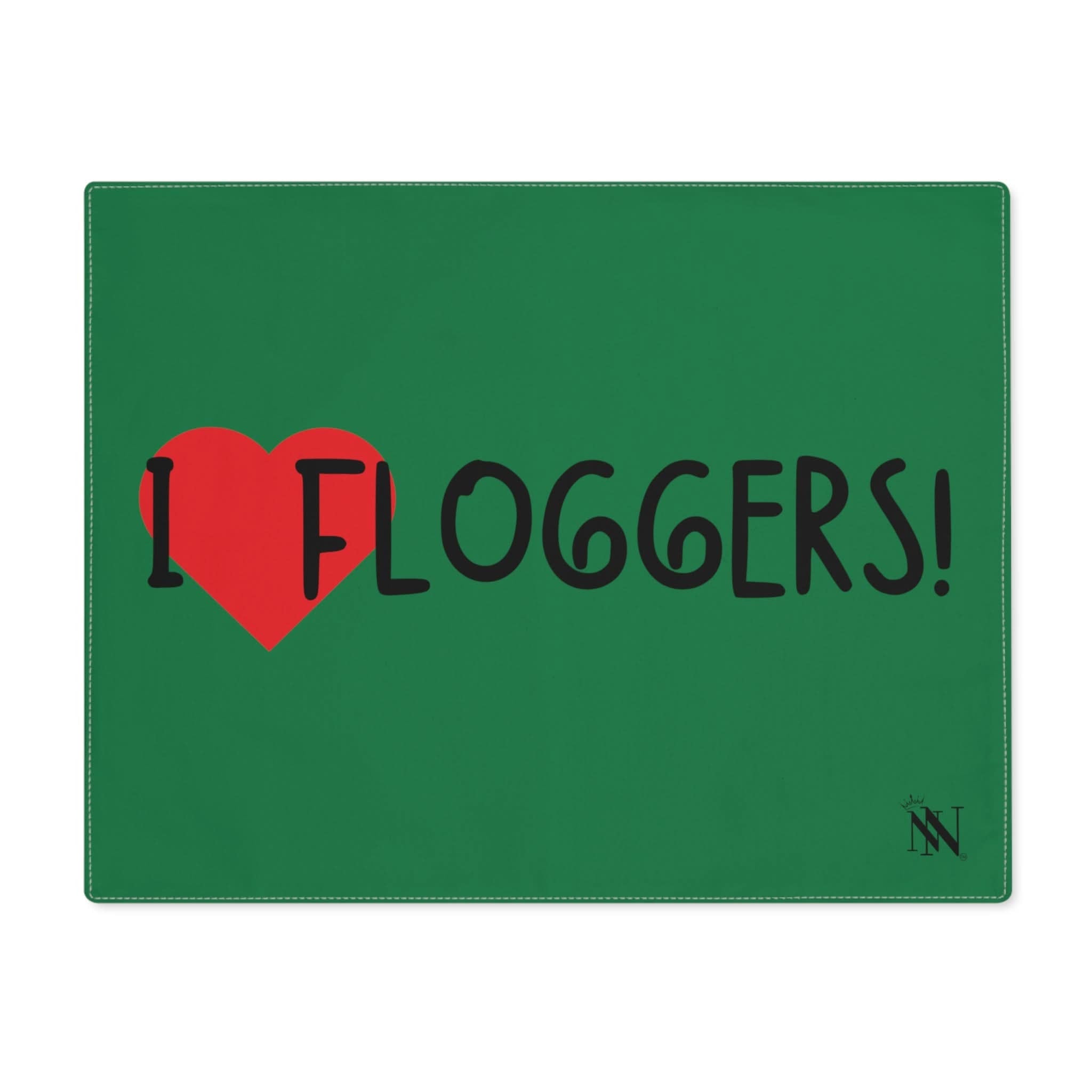 I Love Floggers Green | Mix & Match Playful Fun-Flirty Lovers’ Toy Mats