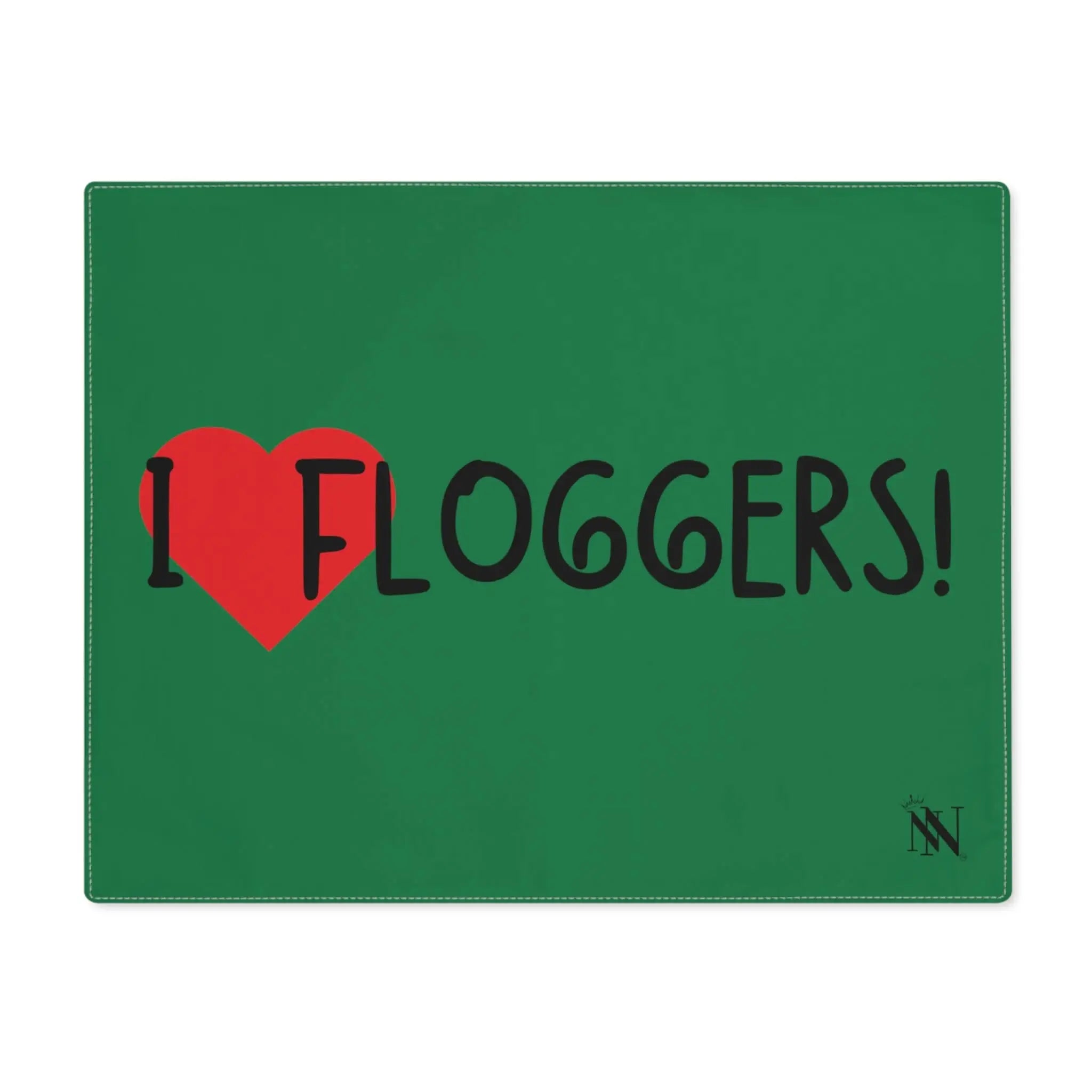 I Love Floggers Green | Mix & Match Playful Fun-Flirty Lovers’ Toy Mats