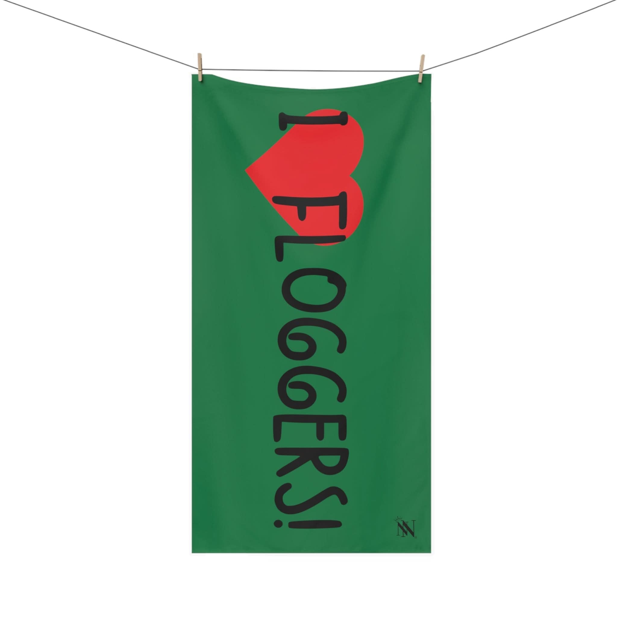 I Love Floggers! Green | Mix & Match XL Fun-Flirty Lovers’ Towels
