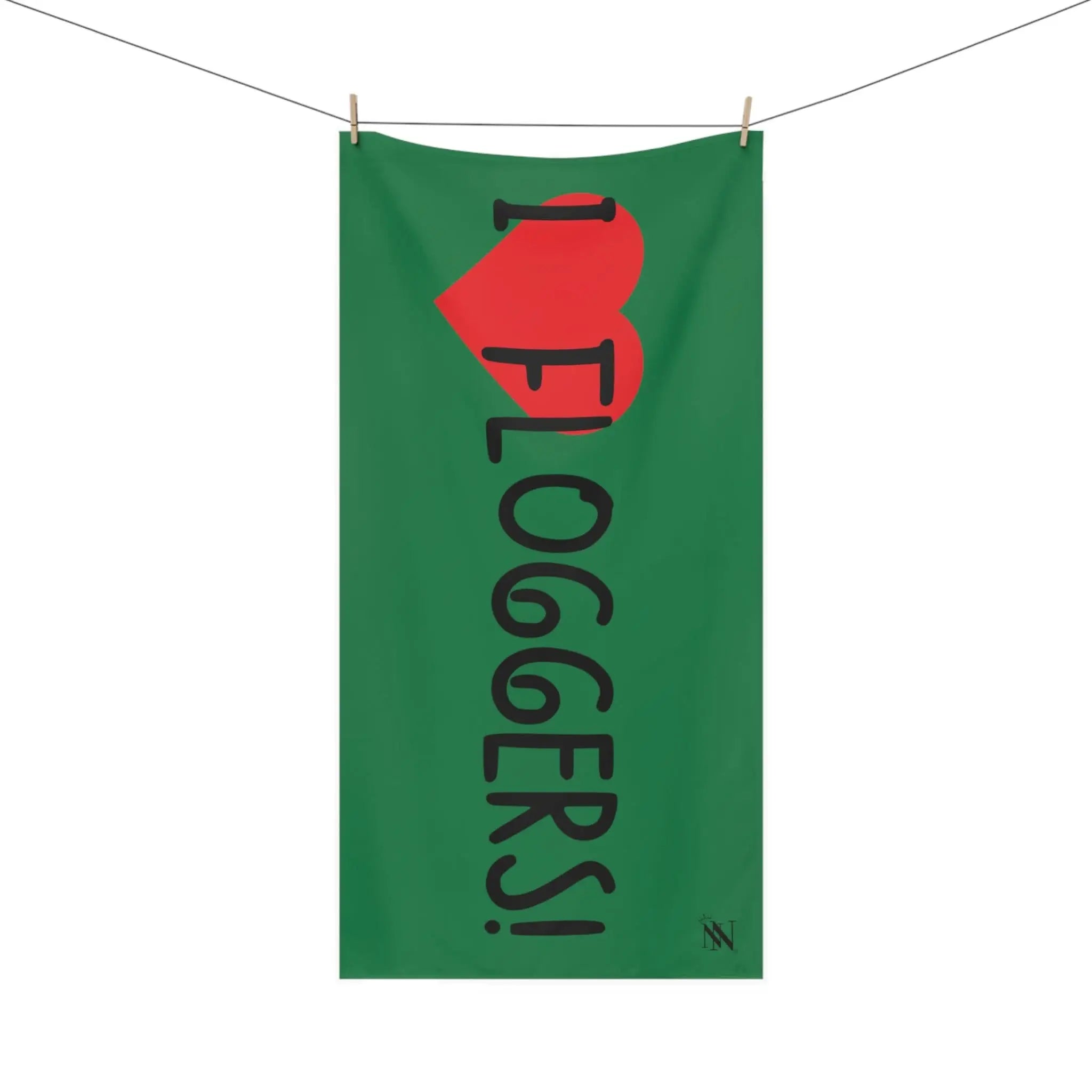 I Love Floggers! Green | Mix & Match XL Fun-Flirty Lovers’ Towels