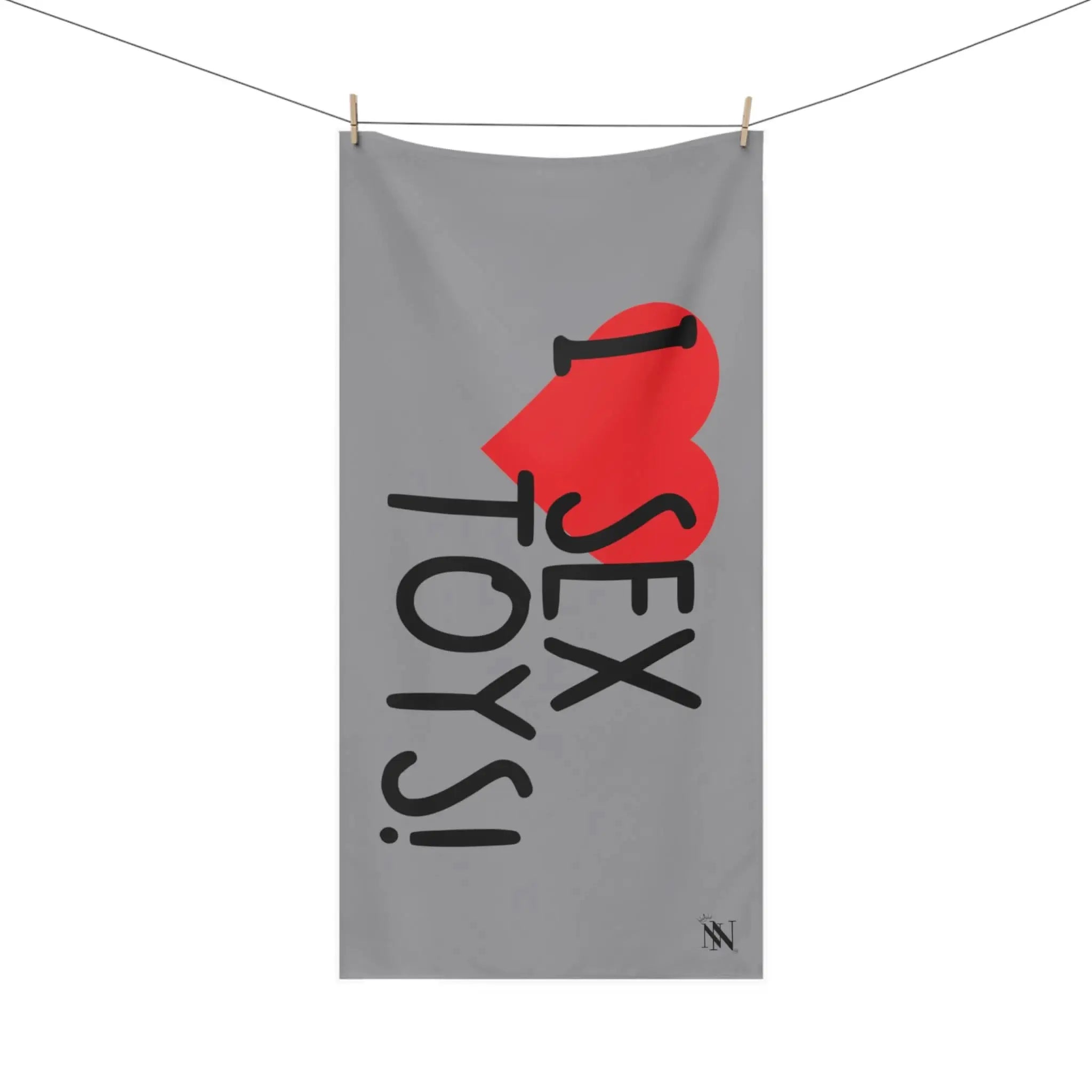 I Love Sex Toys! Grey | Mix & Match XL Fun-Flirty Lovers’ Towels