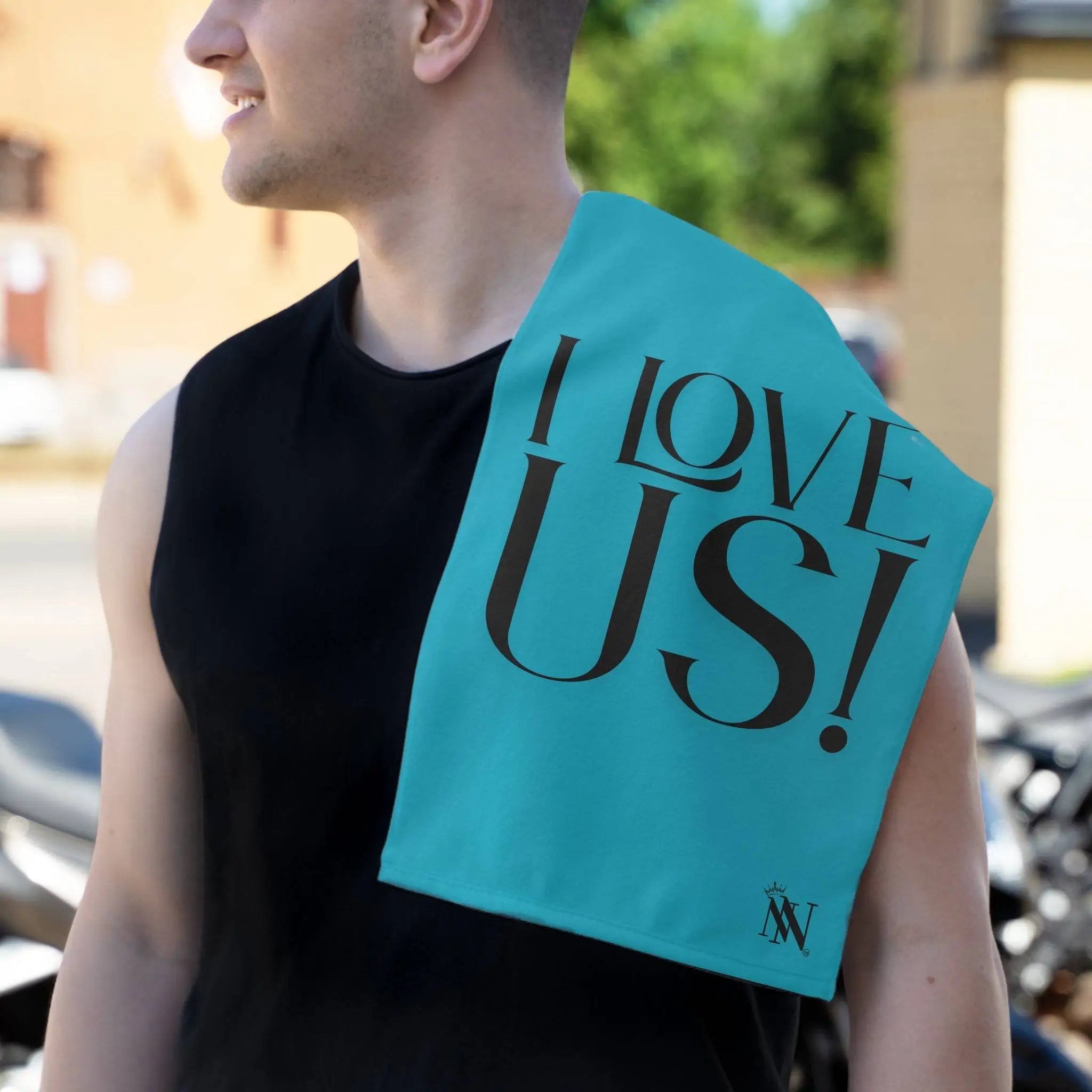 I Love Us! Teal Mix & Match Soft Sex Towels | Naughty Lovers’ Gifts