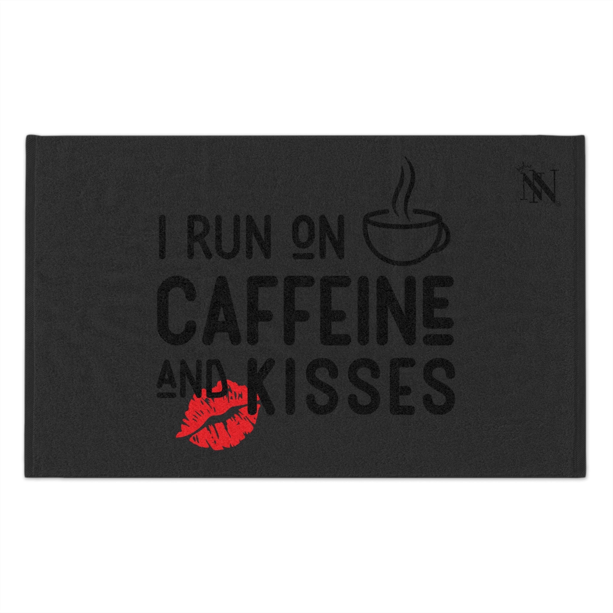 I Run on Caffeine & Kisses Dark Grey | Mix & Match Soft Fun-Flirty Lovers’ Towels