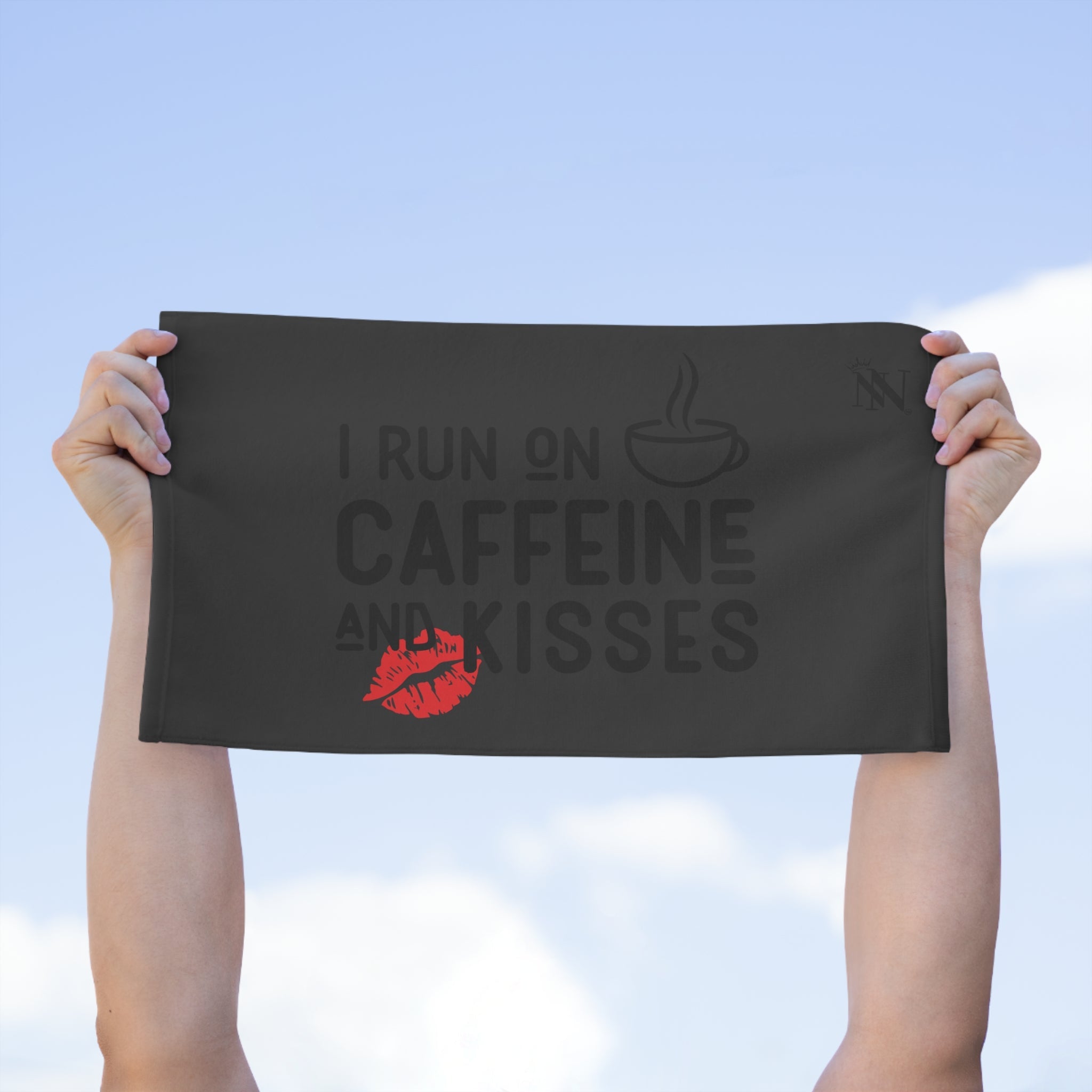 I Run on Caffeine & Kisses Dark Grey | Mix & Match Soft Fun-Flirty Lovers’ Towels