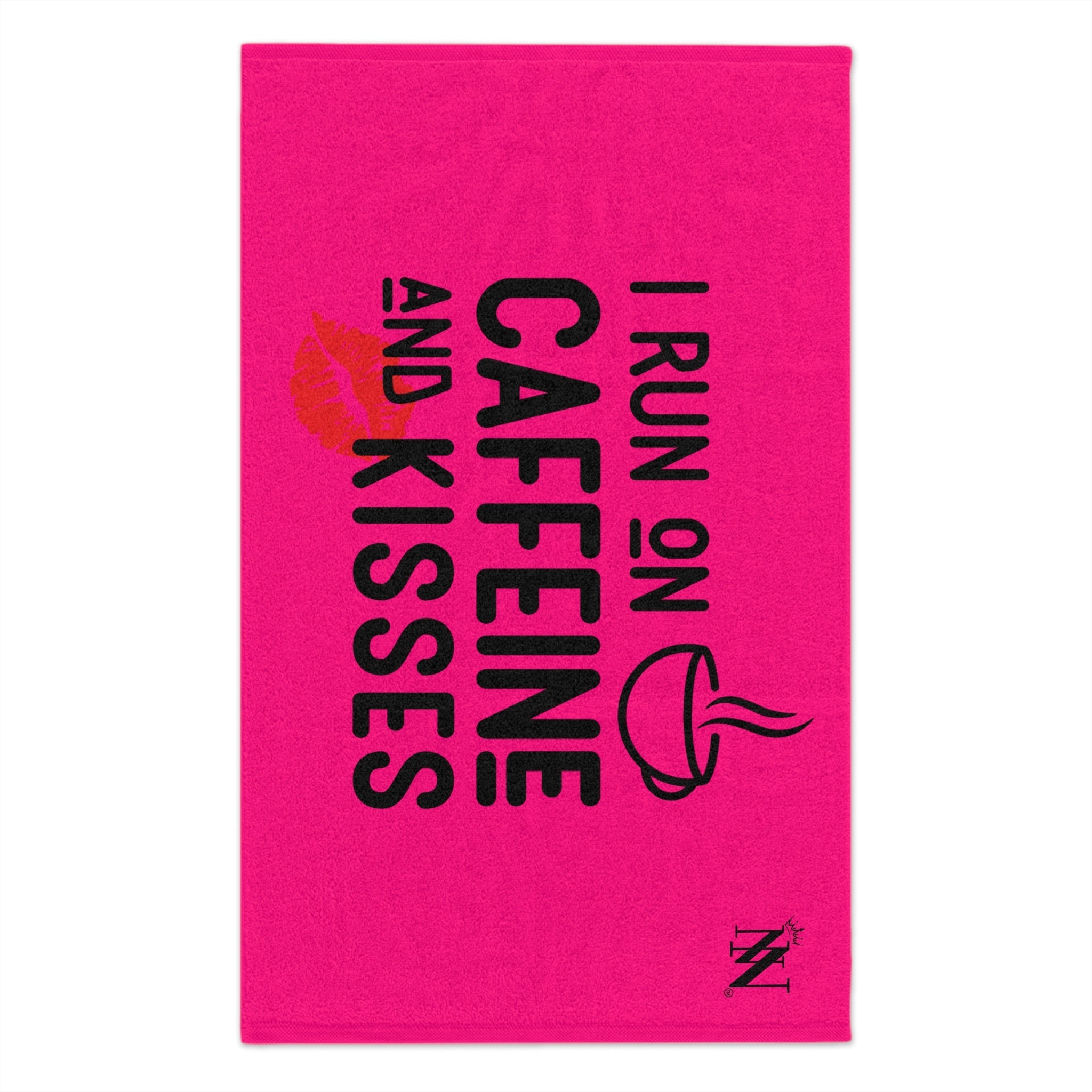 I Run on Caffeine & Kisses Pink | Mix & Match Soft Fun-Flirty Lovers’ Towels