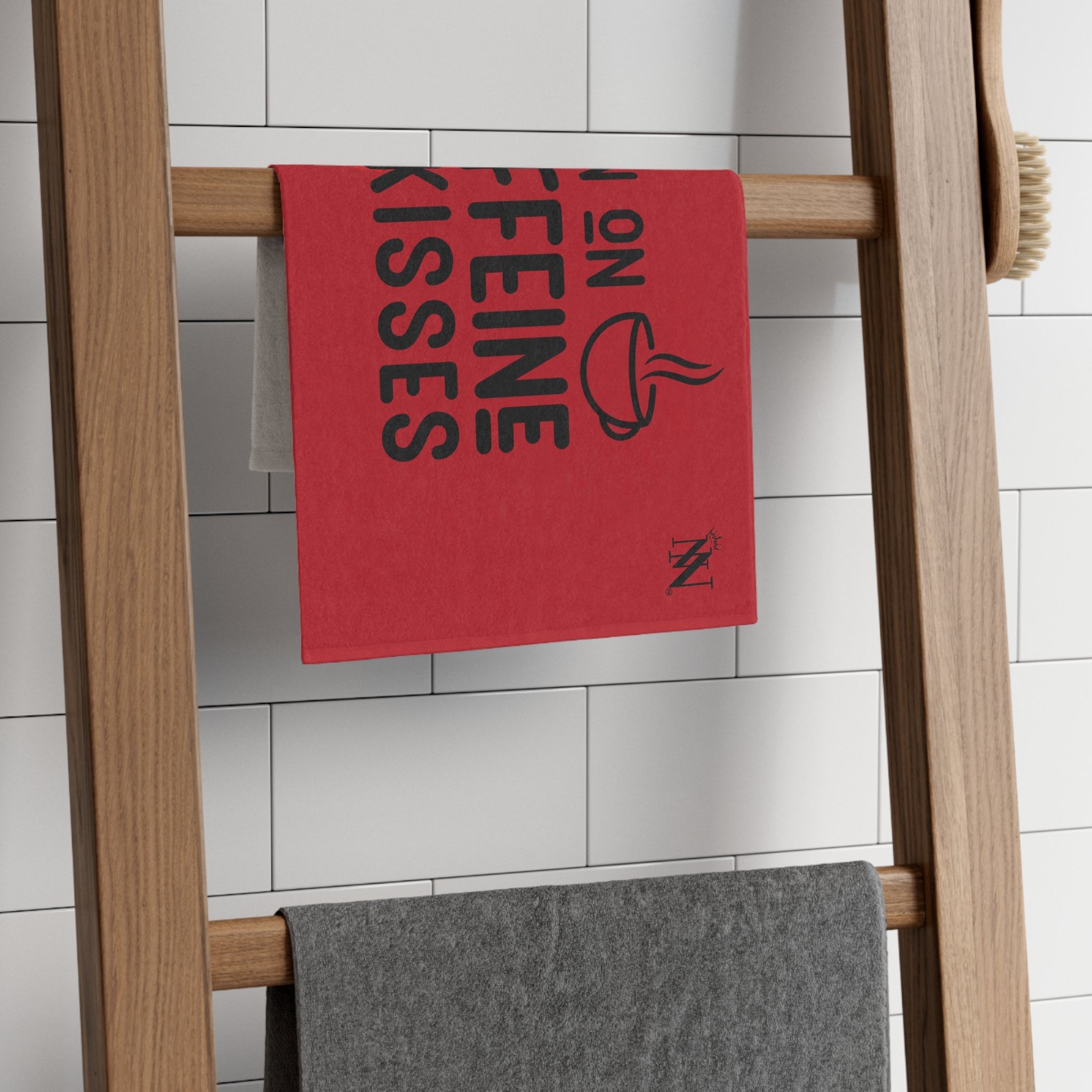 I Run on Caffeine & Kisses Red | Mix & Match Soft Fun-Flirty Lovers’ Towels
