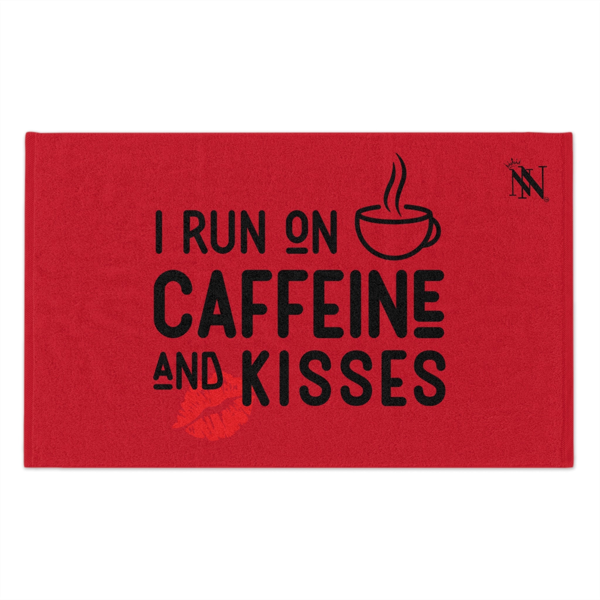 I Run on Caffeine & Kisses Red | Mix & Match Soft Fun-Flirty Lovers’ Towels