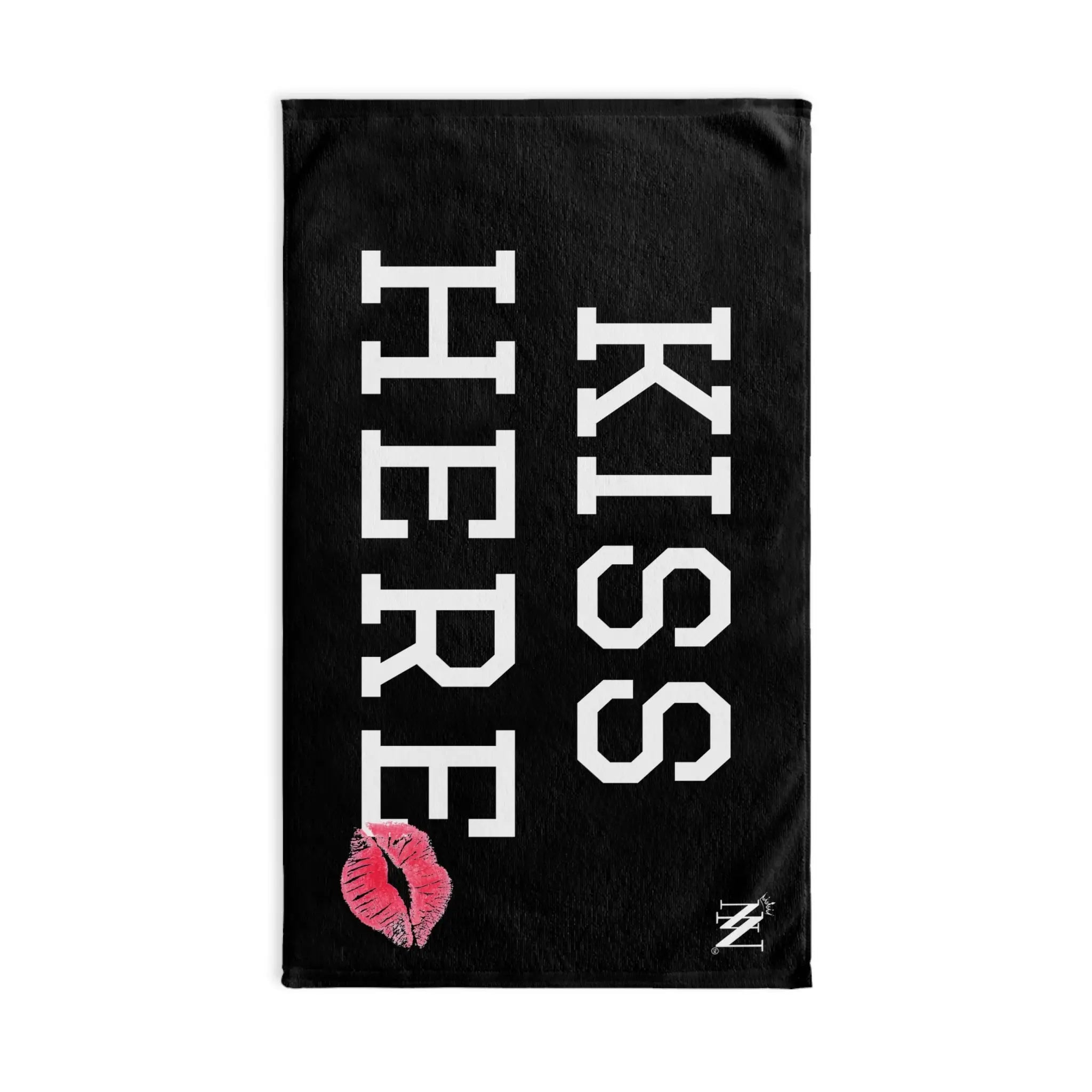 Kiss Here Lips Kiss Black | Mix & Match Soft Fun-Flirty Lovers’ Towels