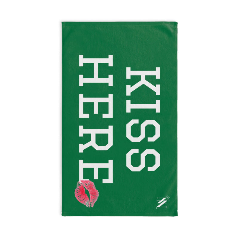 Kiss Here Lips Kiss Green | Mix & Match Soft Fun-Flirty Lovers’ Towels