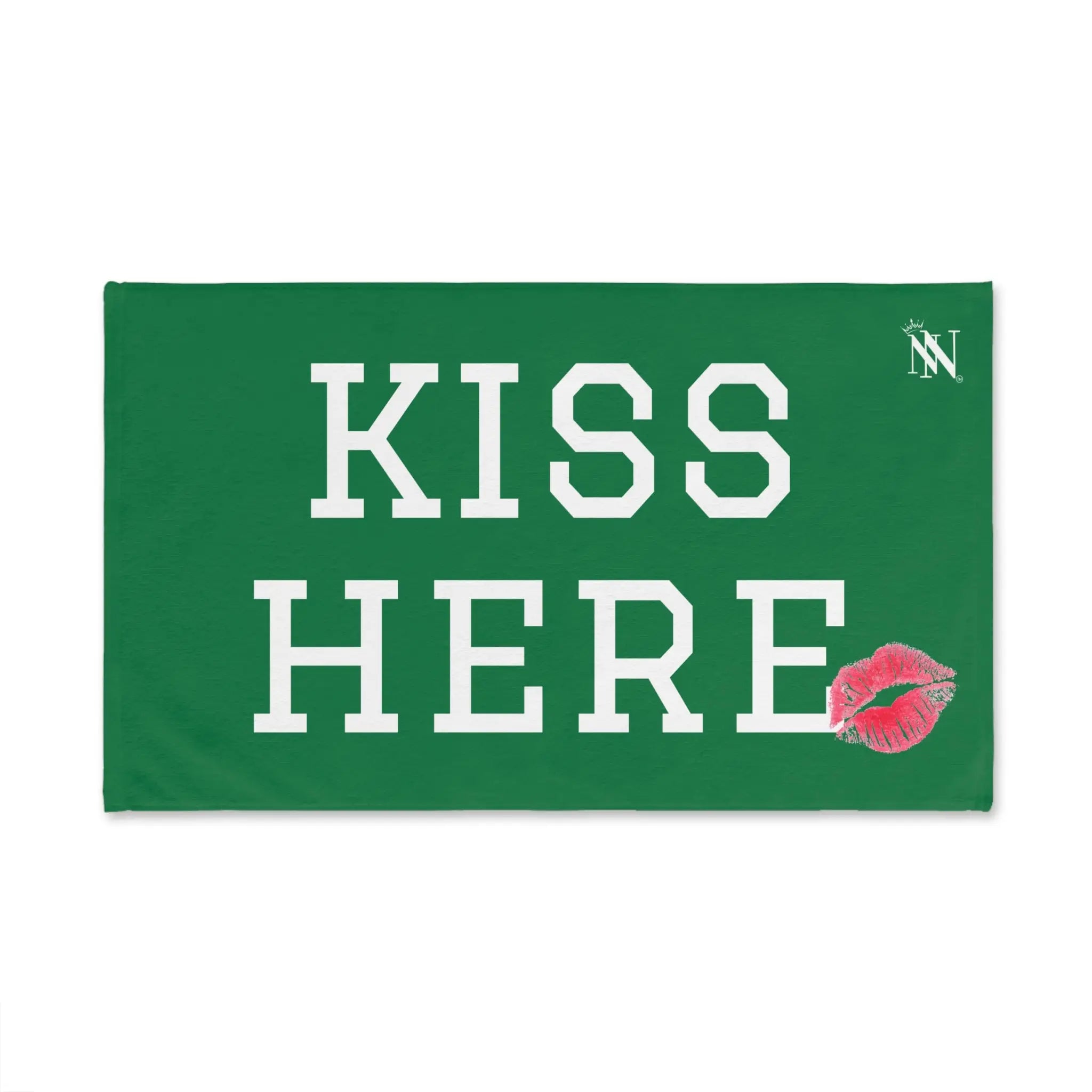 Kiss Here Lips Kiss Green | Mix & Match Soft Fun-Flirty Lovers’ Towels