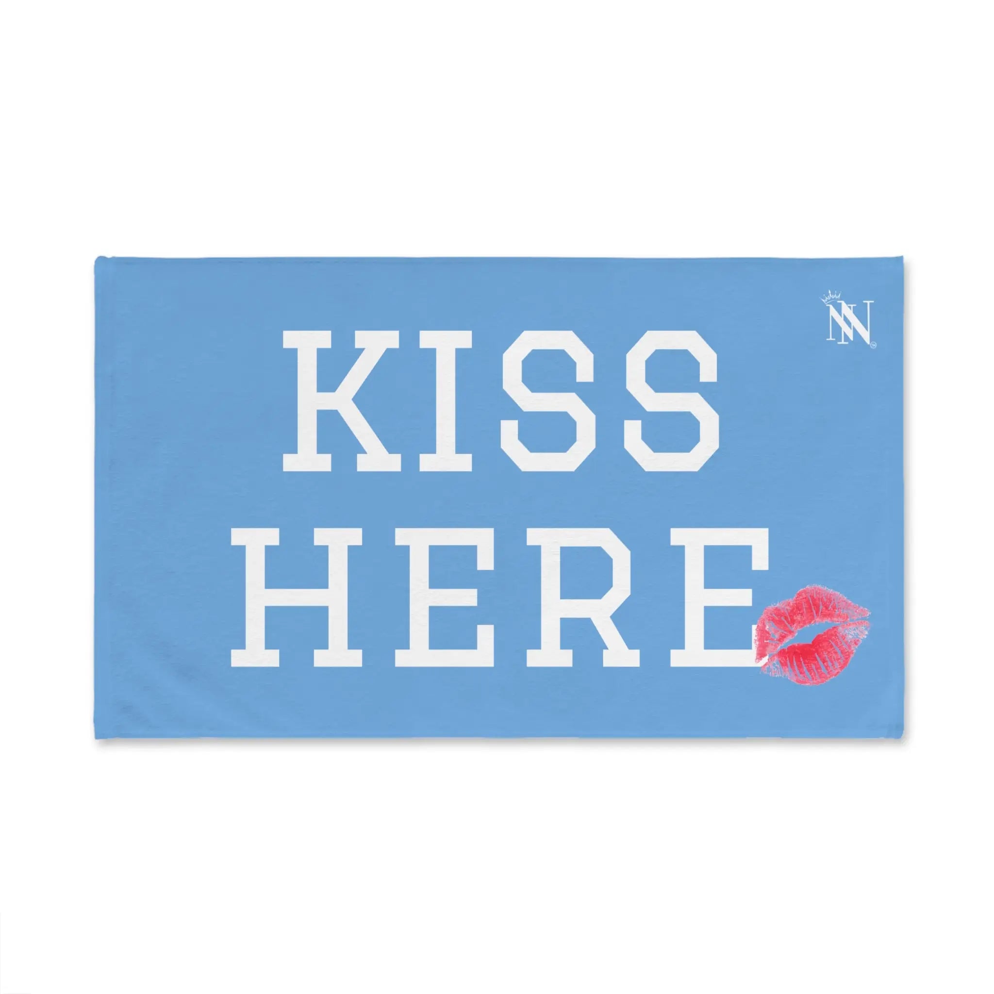 Kiss Here Lips Kiss Light Blue | Mix & Match Soft Fun-Flirty Lovers’ Towels