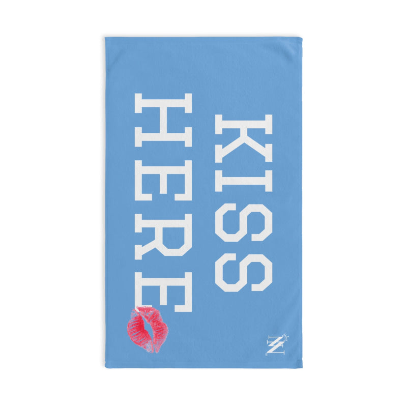 Kiss Here Lips Kiss Light Blue | Mix & Match Soft Fun-Flirty Lovers’ Towels