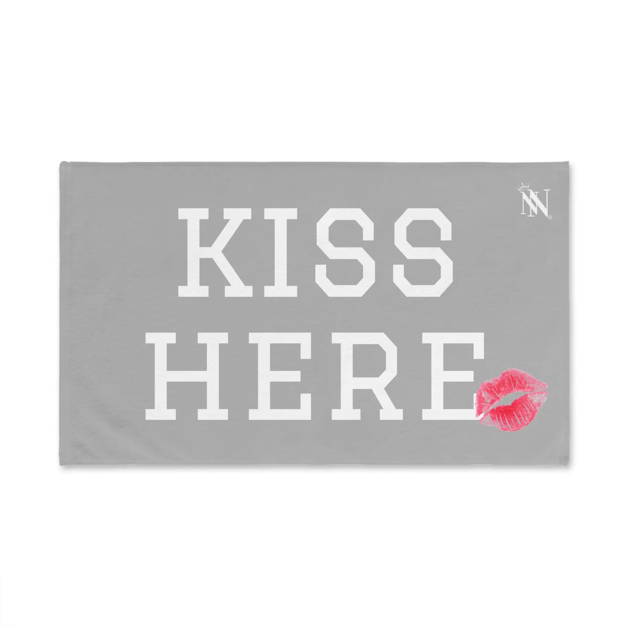Kiss Here Lips Kiss Light Grey | Mix & Match Soft Fun-Flirty Lovers’ Towels