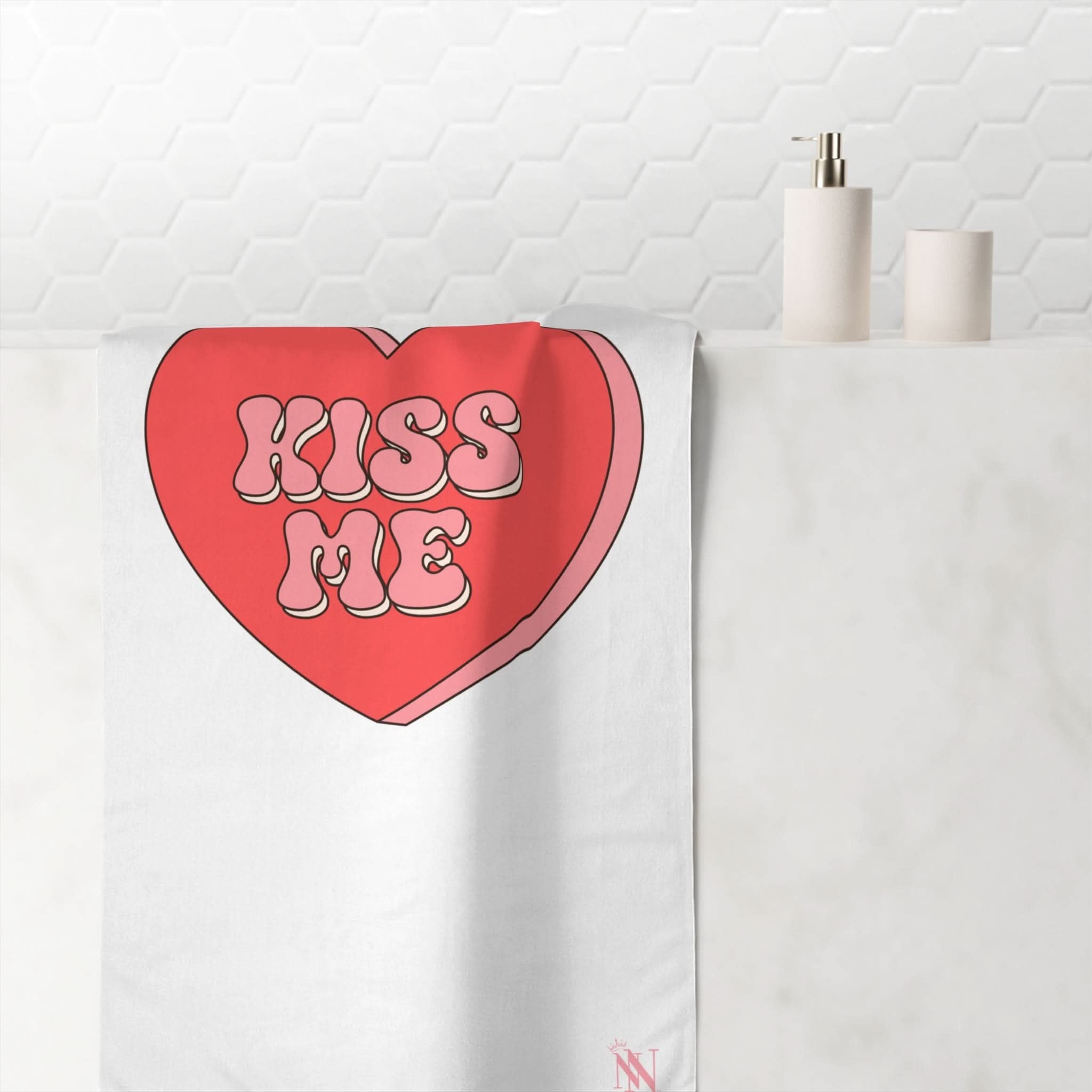 Kiss Me Candy Heart | Mix & Match Naughty XL Fun-Flirty Lovers’ Towels