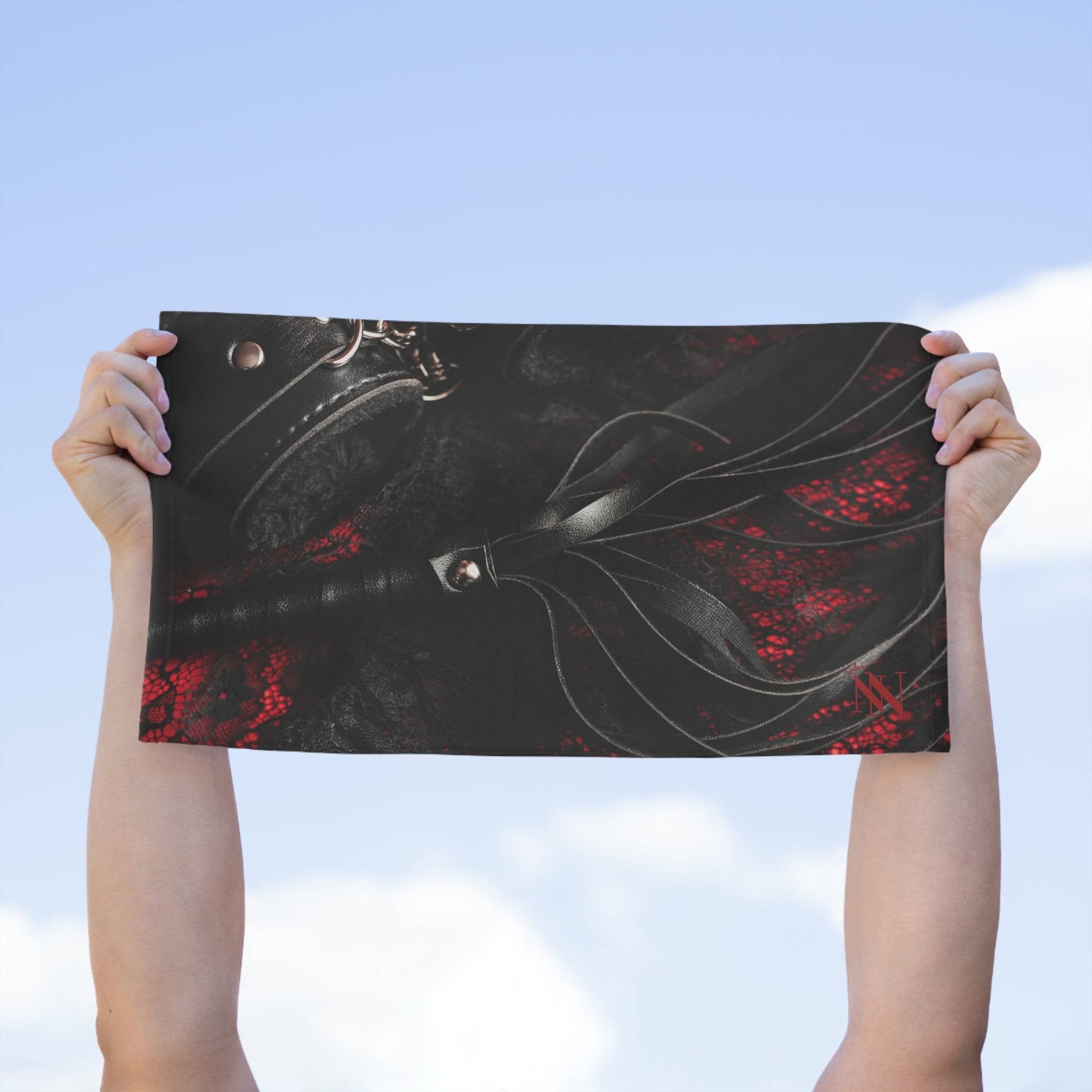 Leather & Red Lace Kinky | Mix & Match Soft Fun-Flirty Lovers’ Towels