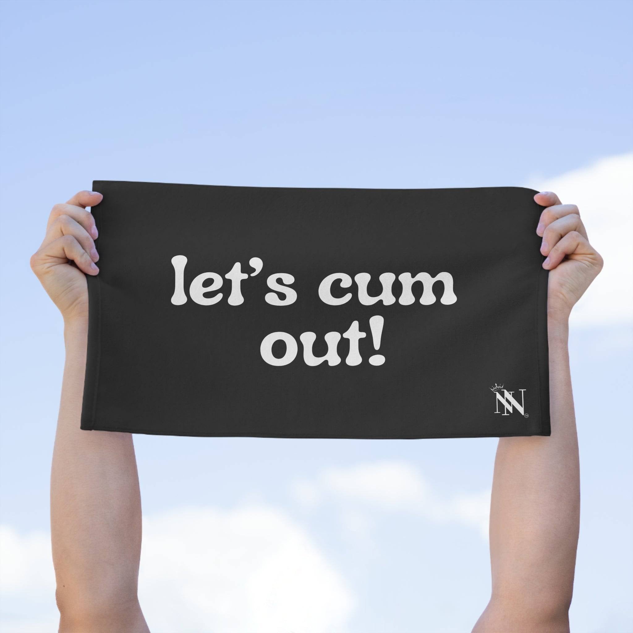 Let’s Cum Out! Black Mix & Match Soft Sex Towels | Flirty Lovers’ Gifts