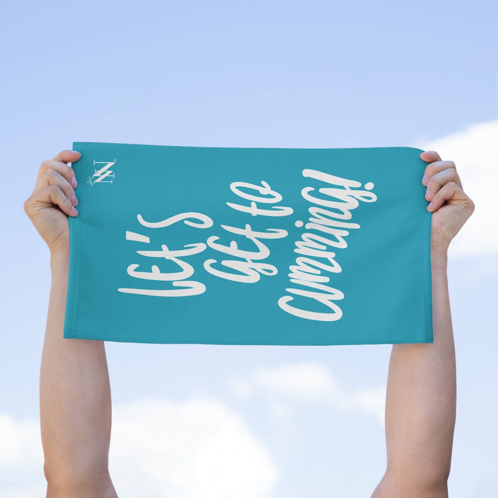 Let’s Get to Cumming! Teal Mix & Match Soft Sex Towels | Flirty Lovers’ Gifts