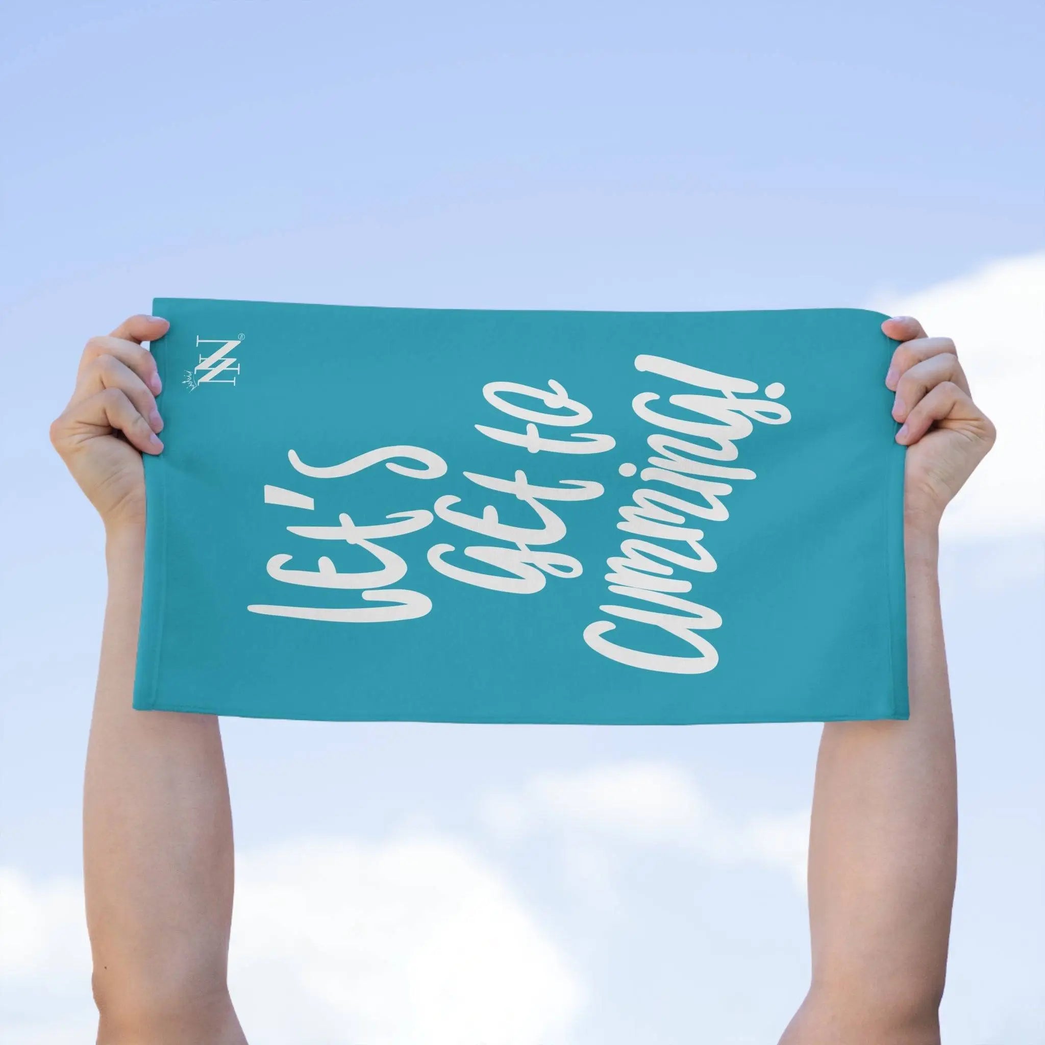 Let’s Get to Cumming! Teal Mix & Match Soft Sex Towels | Flirty Lovers’ Gifts