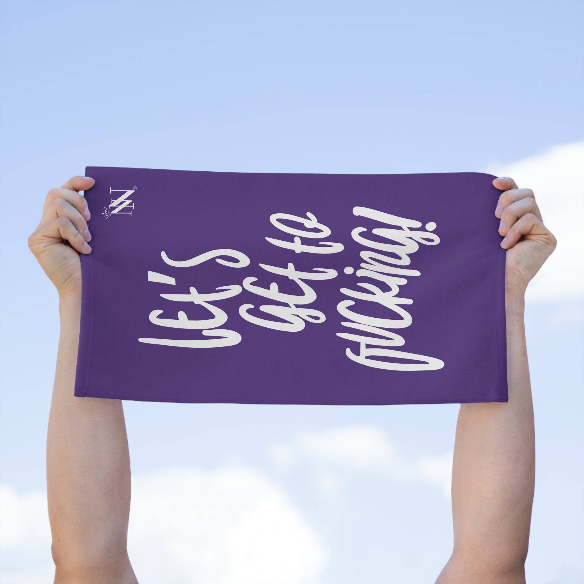 Let’s Get to Fucking! Purple Mix & Match Soft Sex Towels | Flirty Lovers’ Gifts