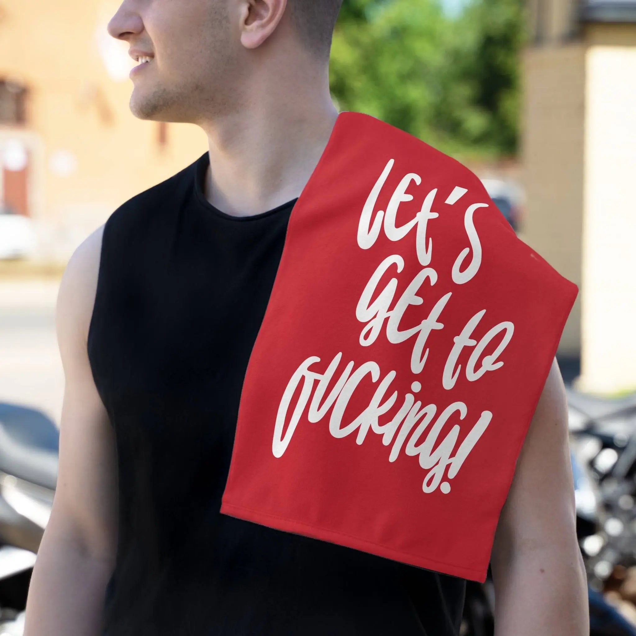 Let’s Get to Fucking! Red Mix & Match Soft Sex Towels | Flirty Lovers’ Gifts