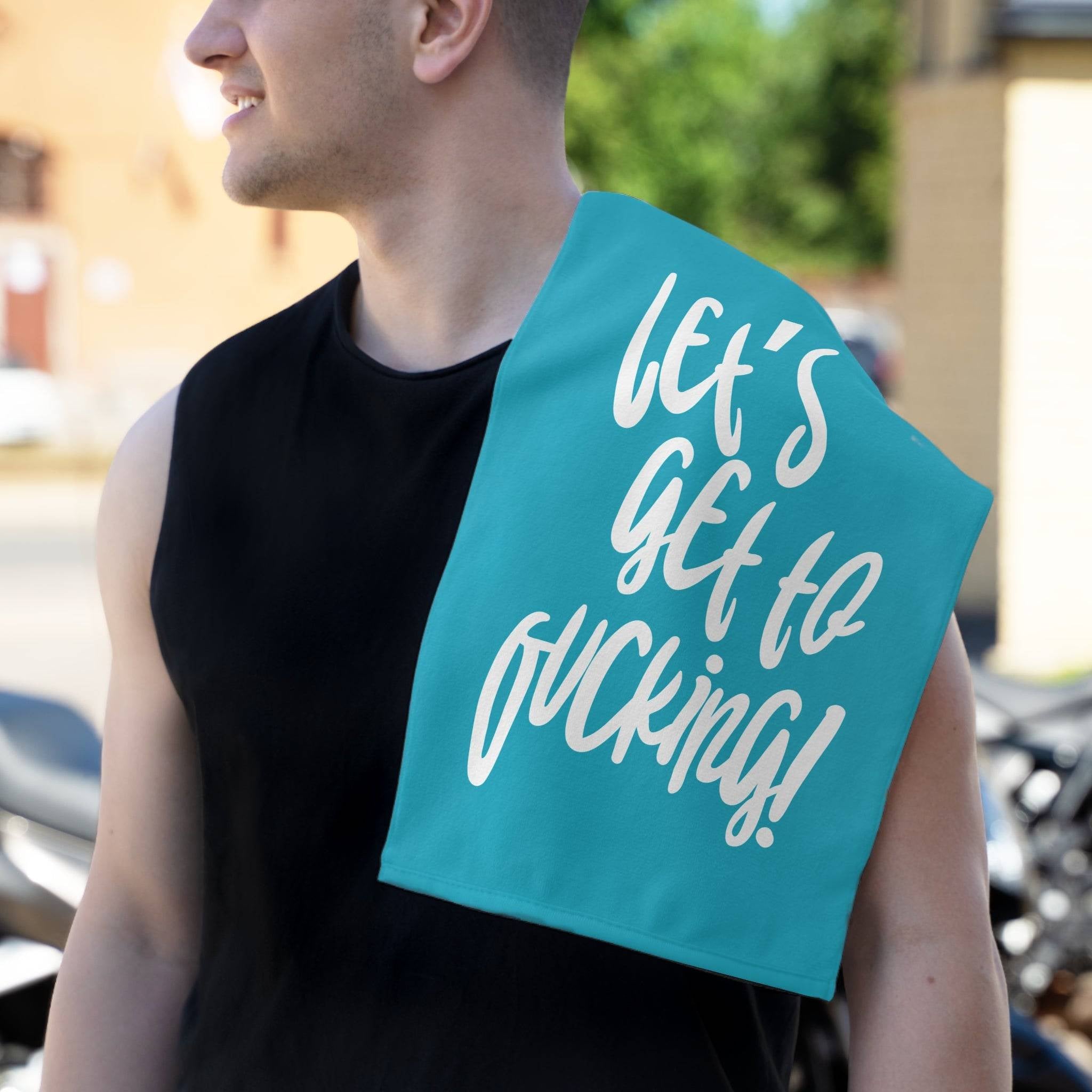Let’s Get to Fucking! Teal Mix & Match Soft Sex Towels | Flirty Lovers’ Gifts