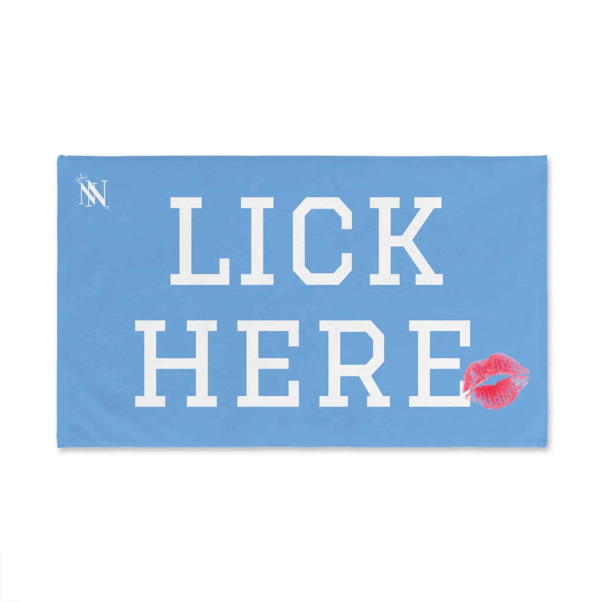 Lick Here Lips Kiss Light Blue | Mix & Match Original Fun-Flirty Lovers’ Towel