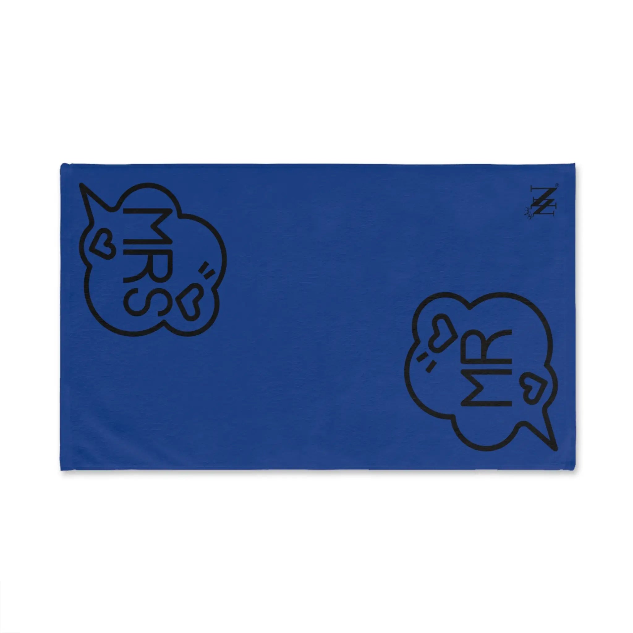 Mr. Mrs. Caption Shareable Blue | Mix & Match Classic Fun-Flirty Lovers’ Towels
