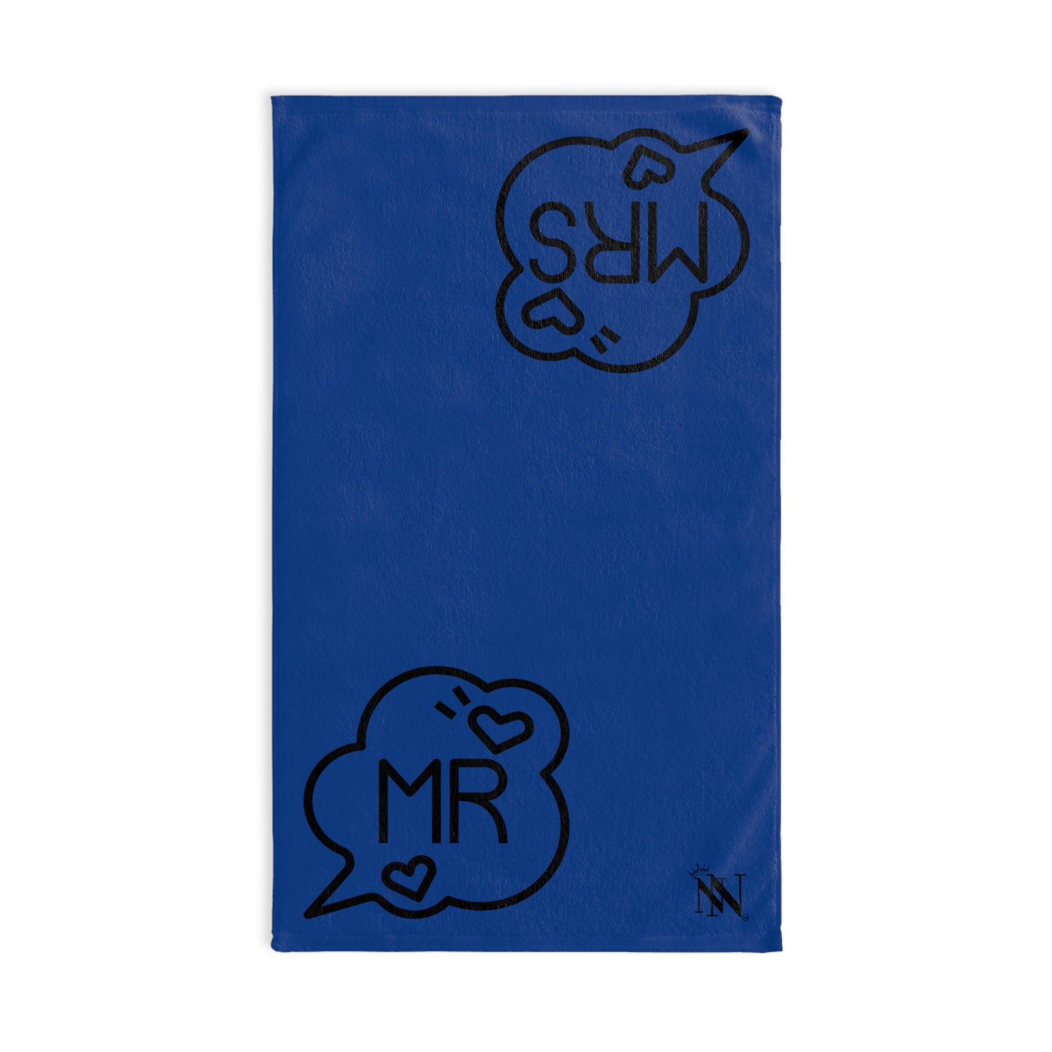 Mr. Mrs. Caption Shareable Blue | Mix & Match Classic Fun-Flirty Lovers’ Towels
