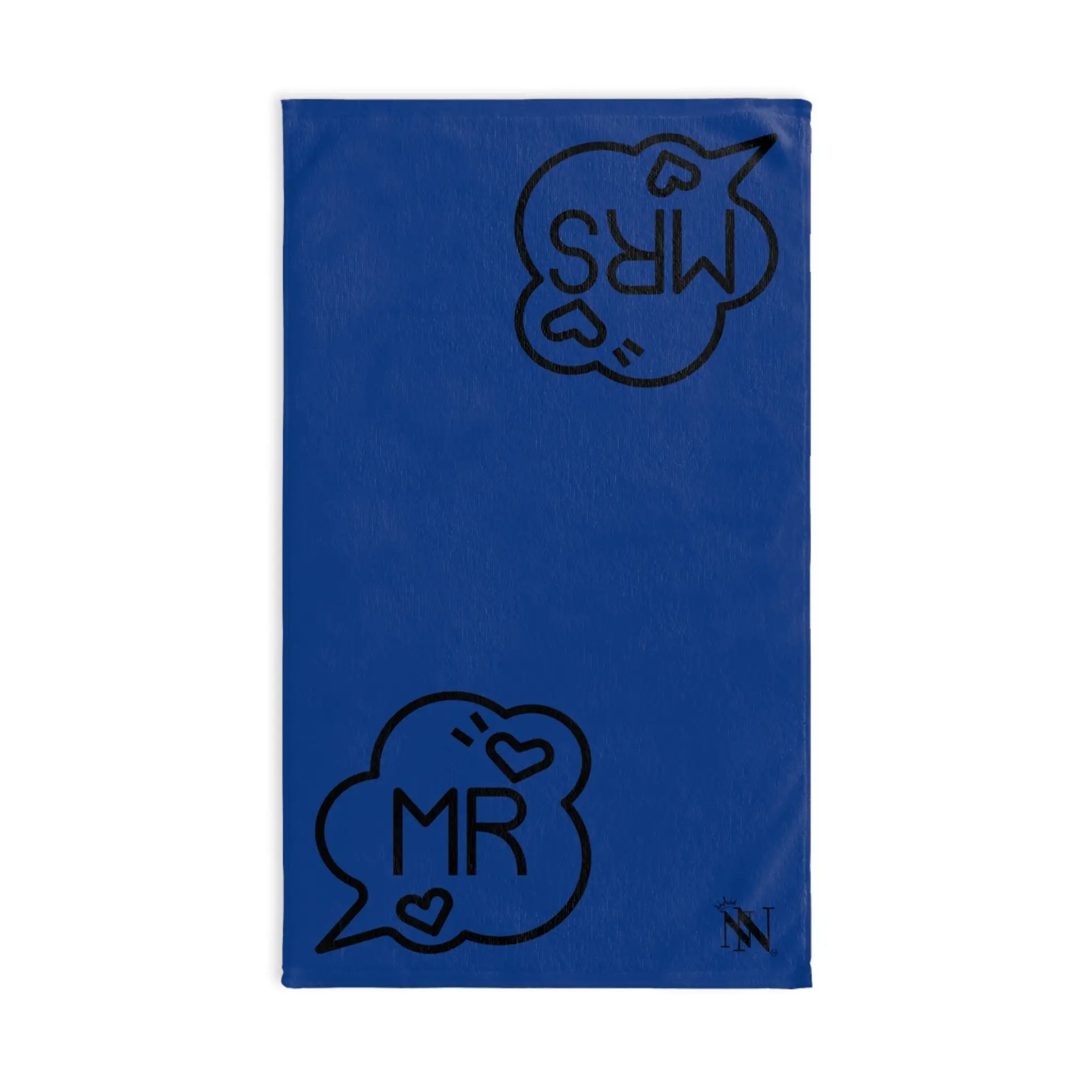 Mr. Mrs. Caption Shareable Blue | Mix & Match Classic Fun-Flirty Lovers’ Towels