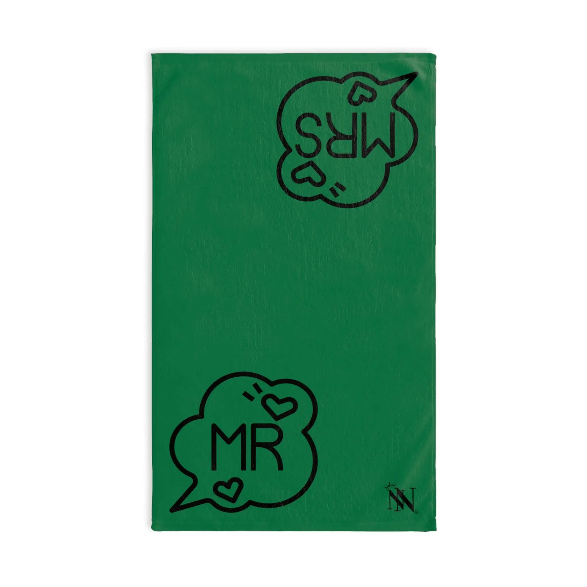 Mr. Mrs. Caption Shareable Green | Mix & Match Classic Fun-Flirty Lovers’ Towels
