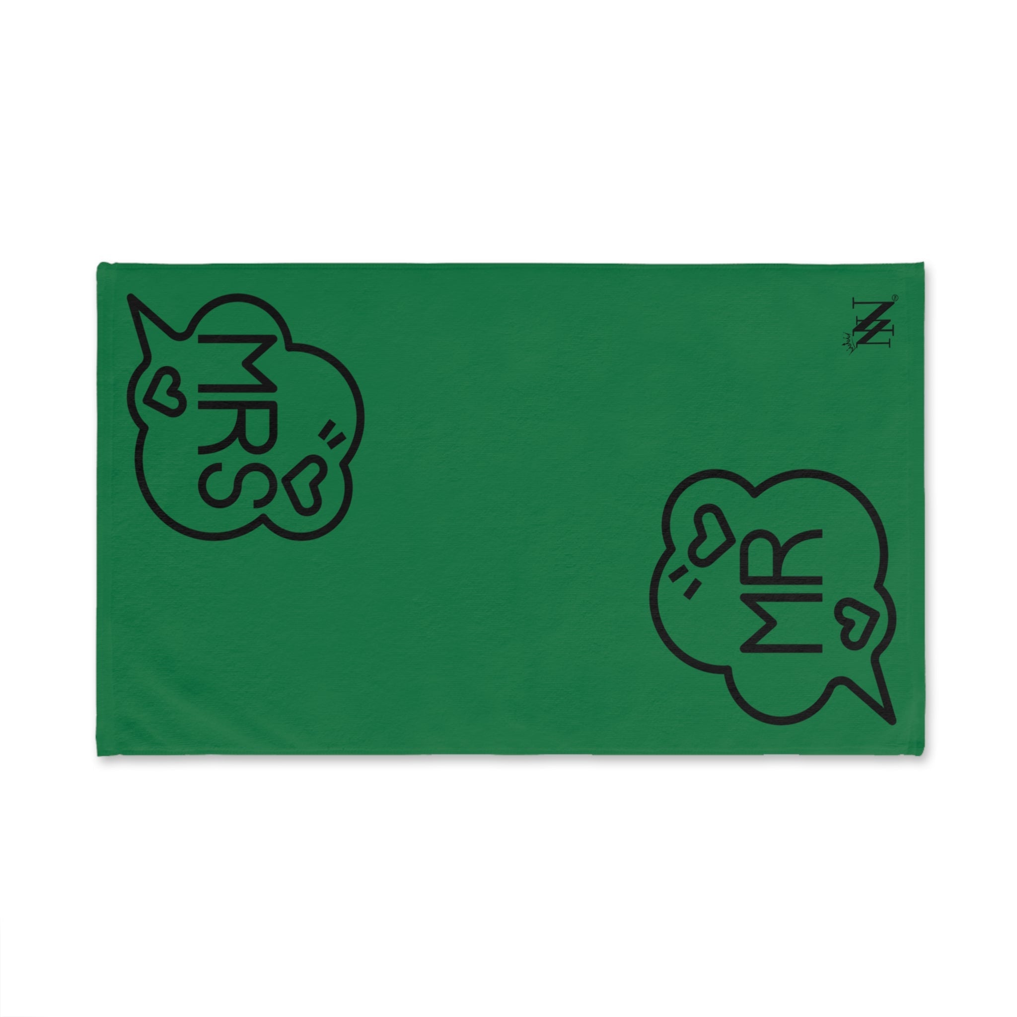 Mr. Mrs. Caption Shareable Green | Mix & Match Classic Fun-Flirty Lovers’ Towels