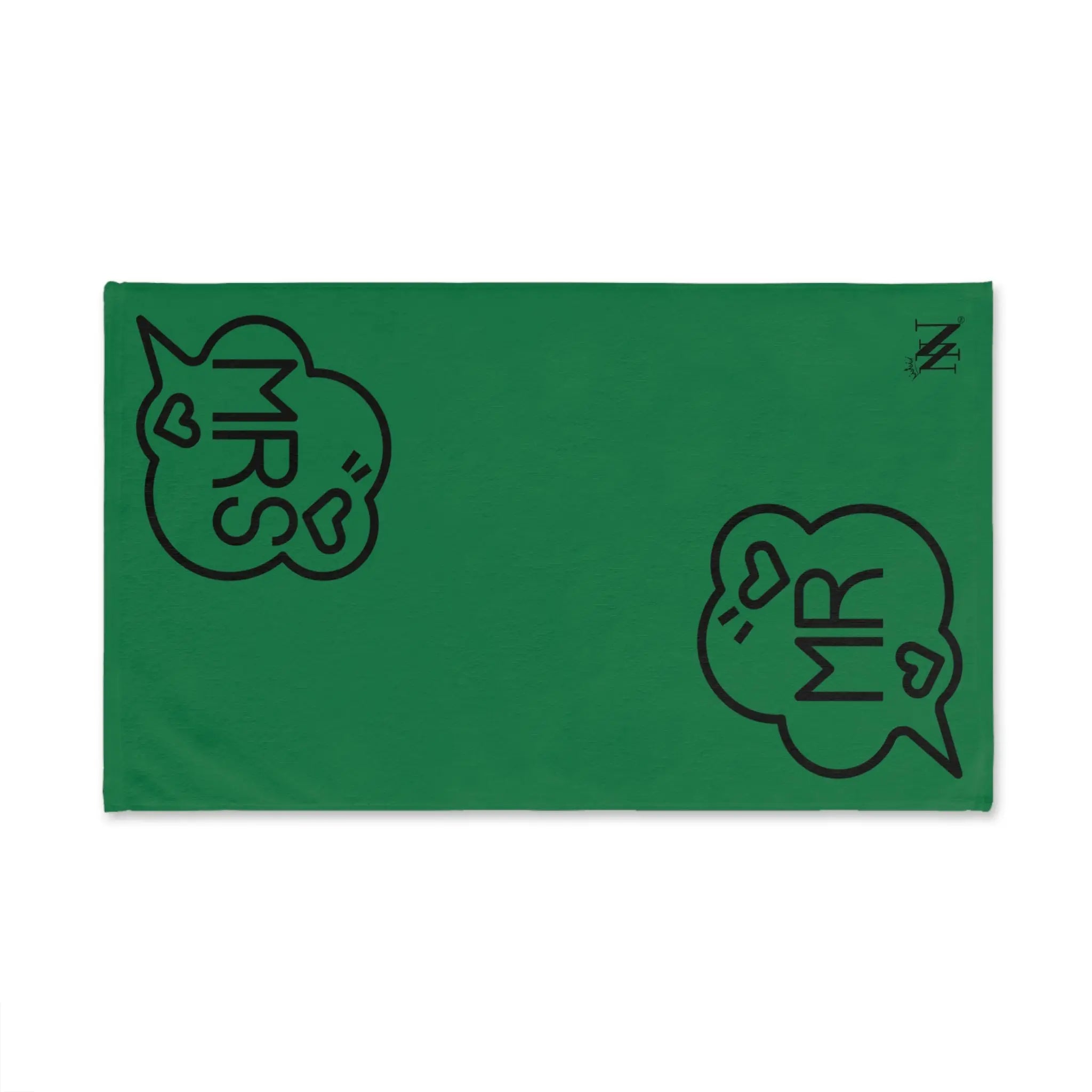 Mr. Mrs. Caption Shareable Green | Mix & Match Classic Fun-Flirty Lovers’ Towels