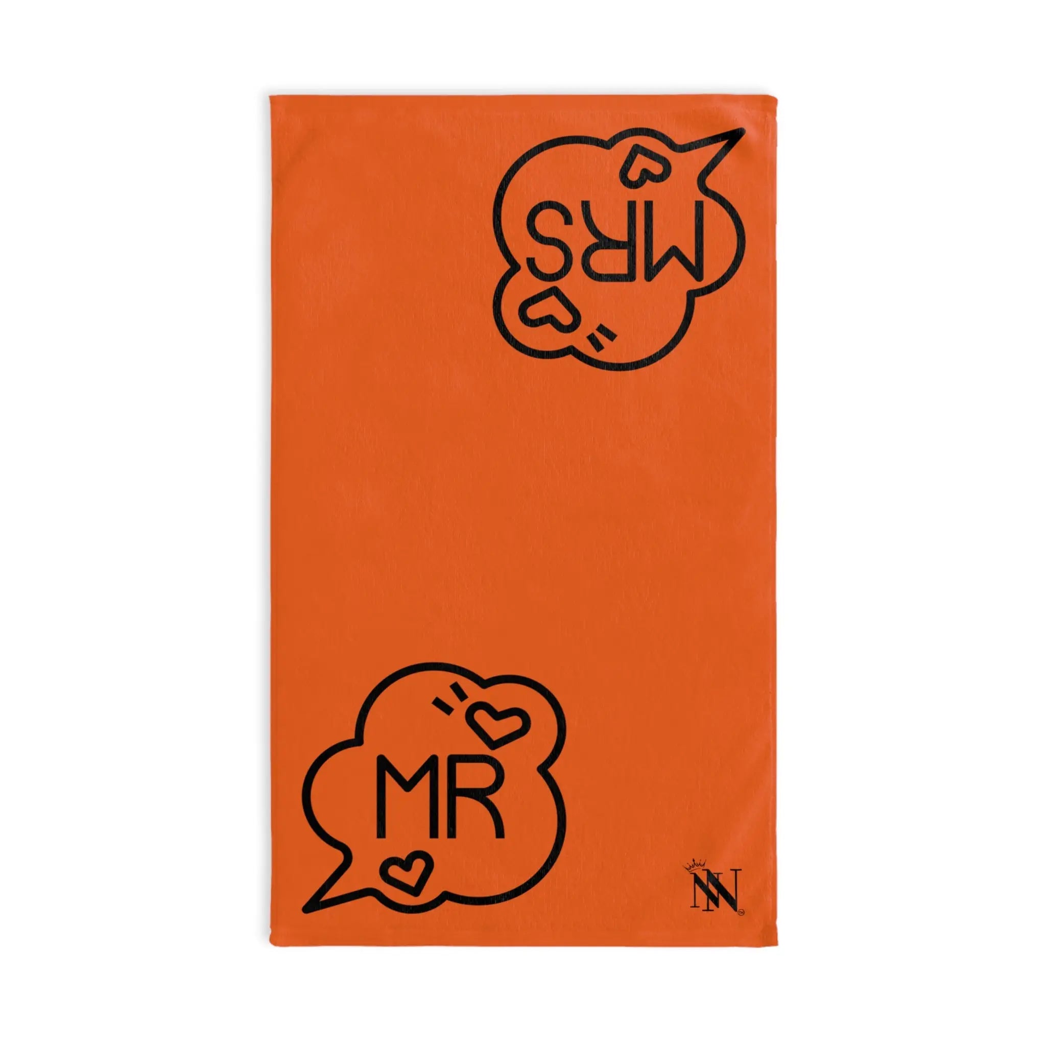 Mr. Mrs. Caption Shareable Orange | Mix & Match Classic Fun-Flirty Lovers’ Towels