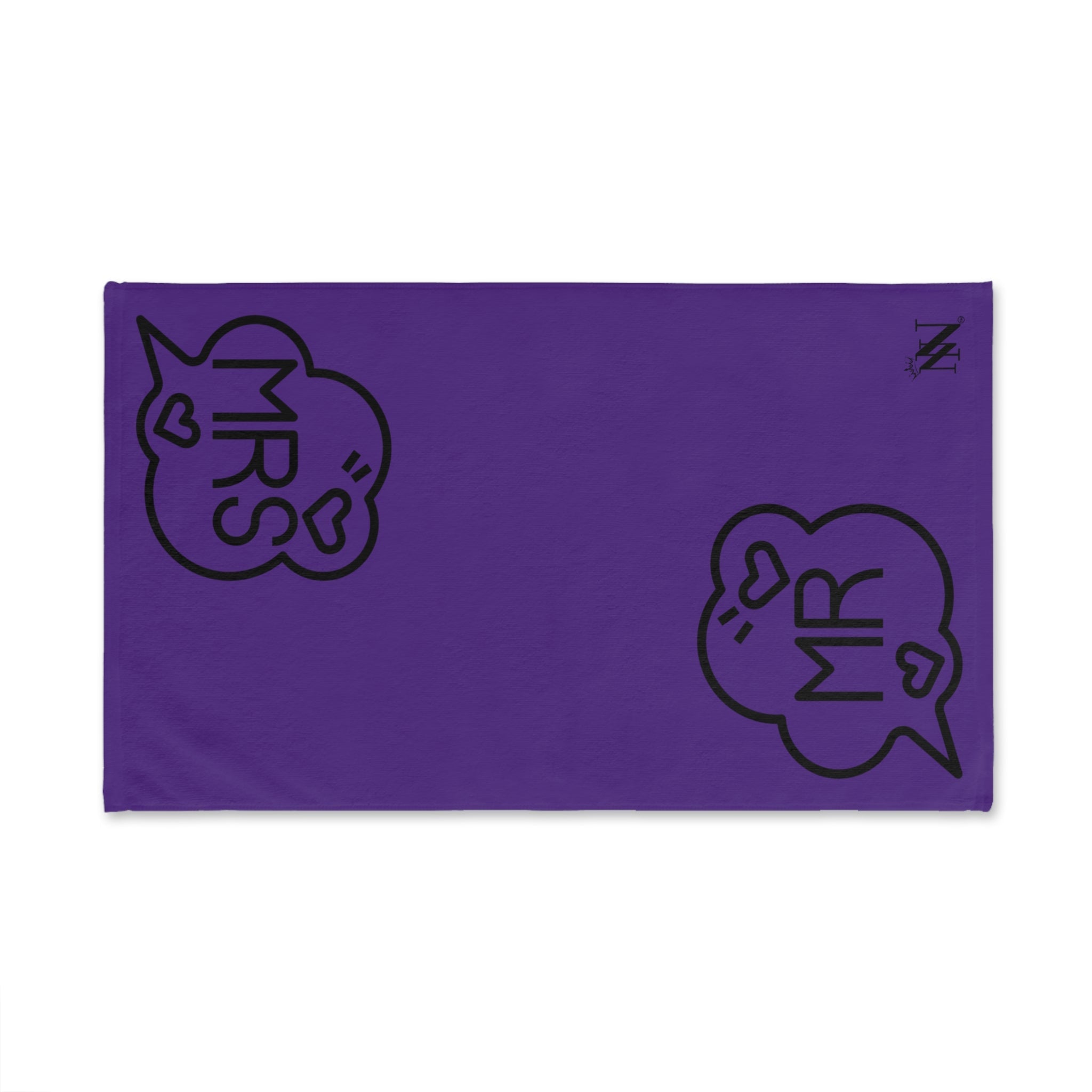 Mr. Mrs. Caption Shareable Purple | Mix & Match Classic Fun-Flirty Lovers’ Towels