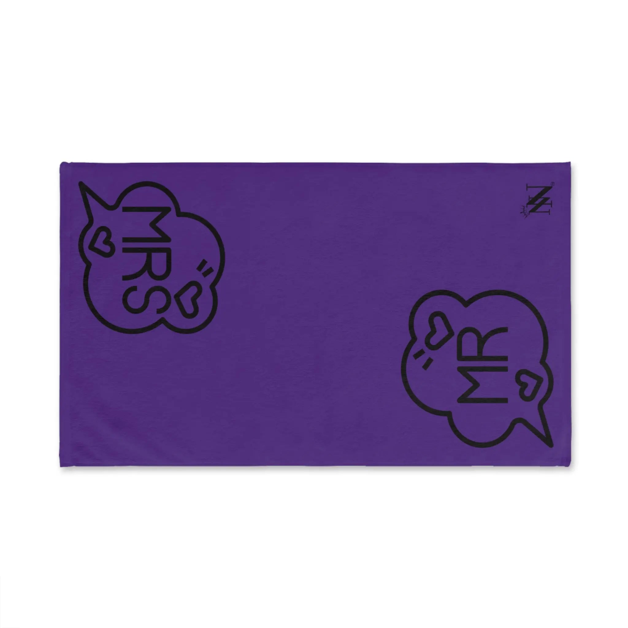 Mr. Mrs. Caption Shareable Purple | Mix & Match Classic Fun-Flirty Lovers’ Towels