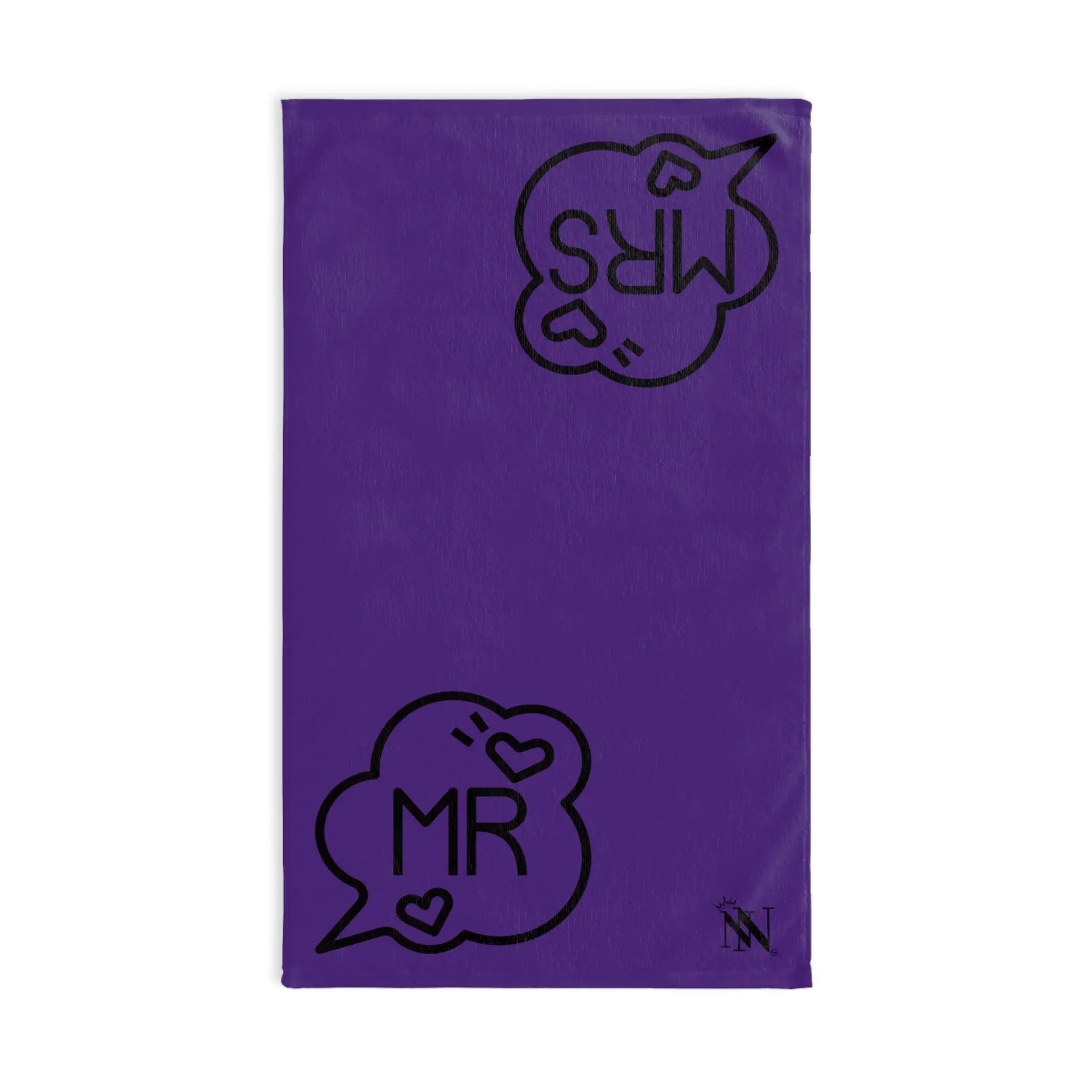 Mr. Mrs. Caption Shareable Purple | Mix & Match Classic Fun-Flirty Lovers’ Towels