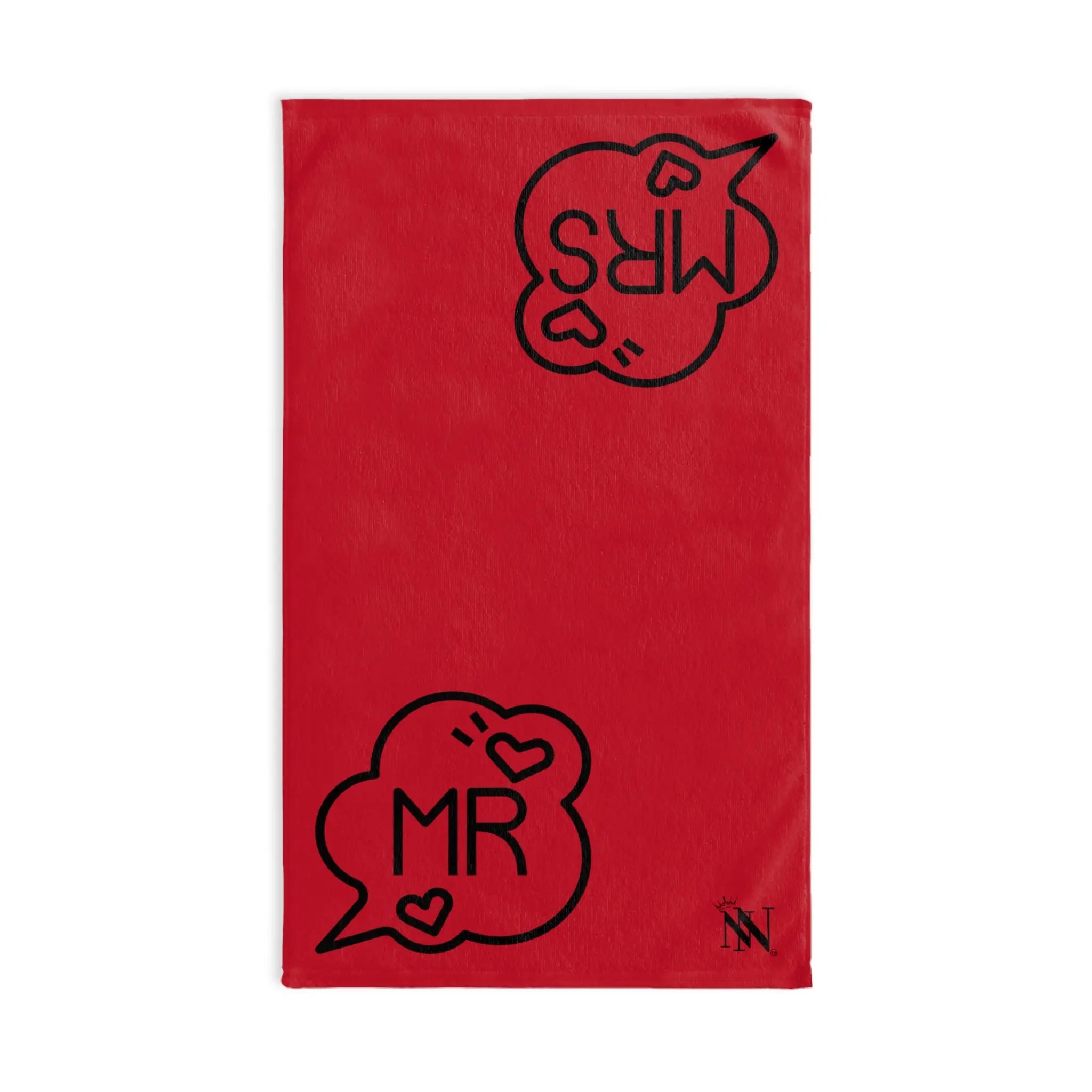 Mr. Mrs. Caption Shareable Red | Mix & Match Classic Fun-Flirty Lovers’ Towels