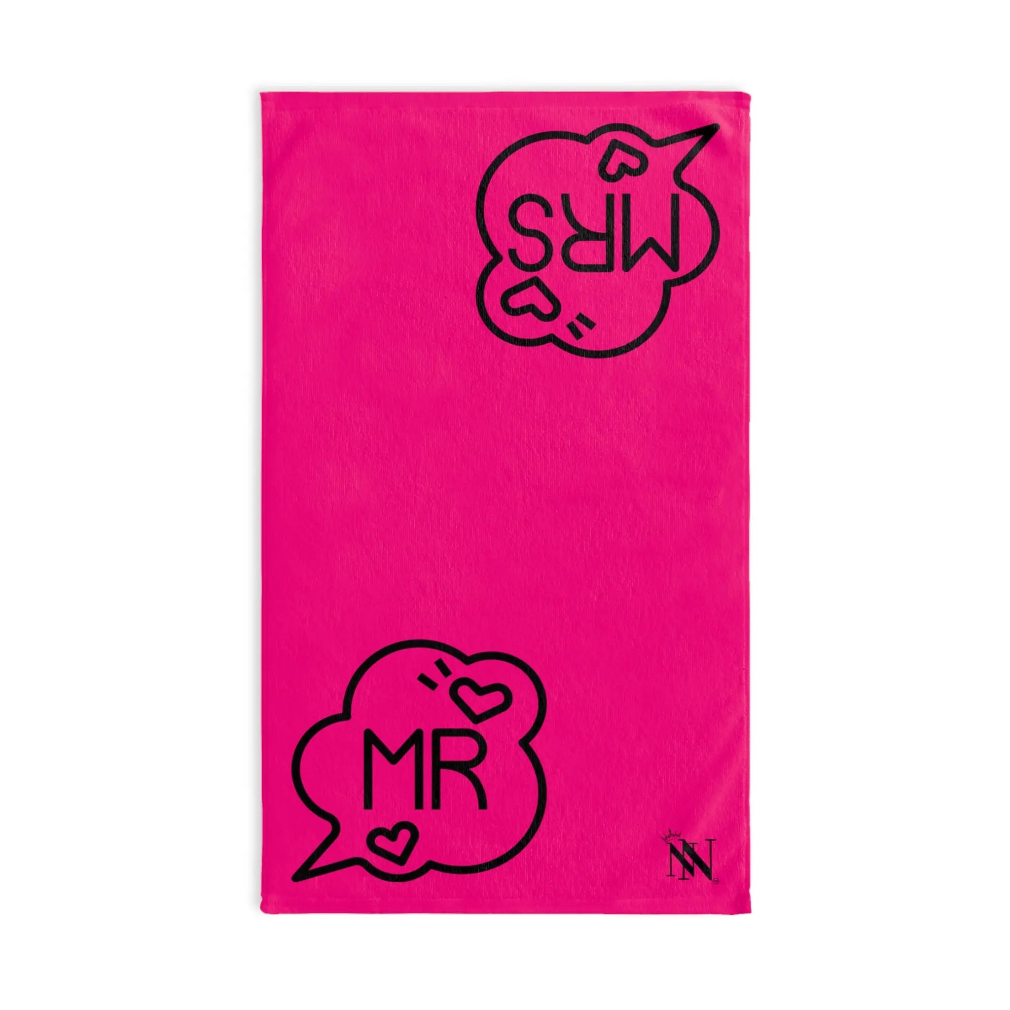 Mr. Mrs. Caption Shareable Signature Pink | Mix & Match Classic Fun-Flirty Lovers’ Towels