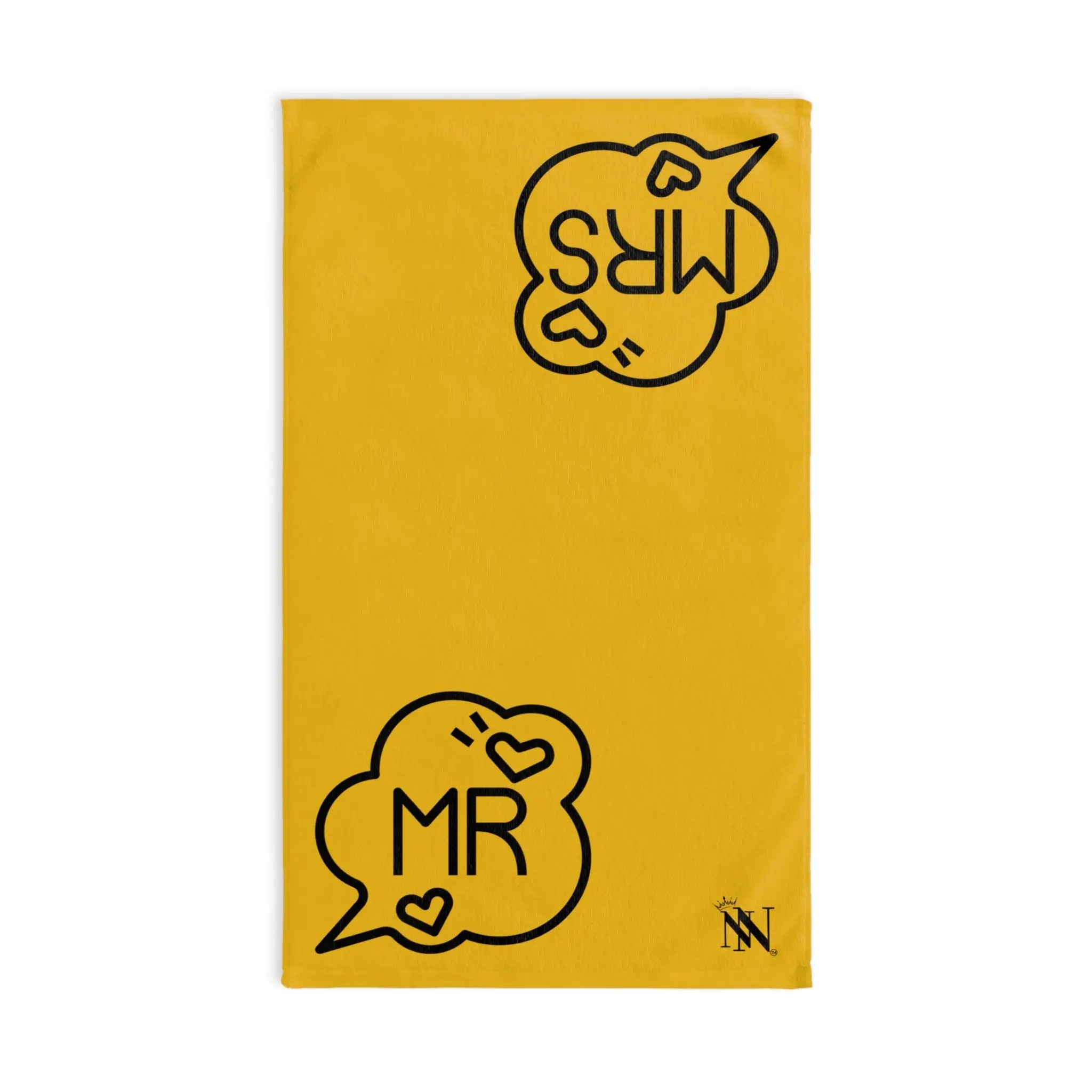 Mr. Mrs. Caption Shareable Yellow | Mix & Match Classic Fun-Flirty Lovers’ Towels