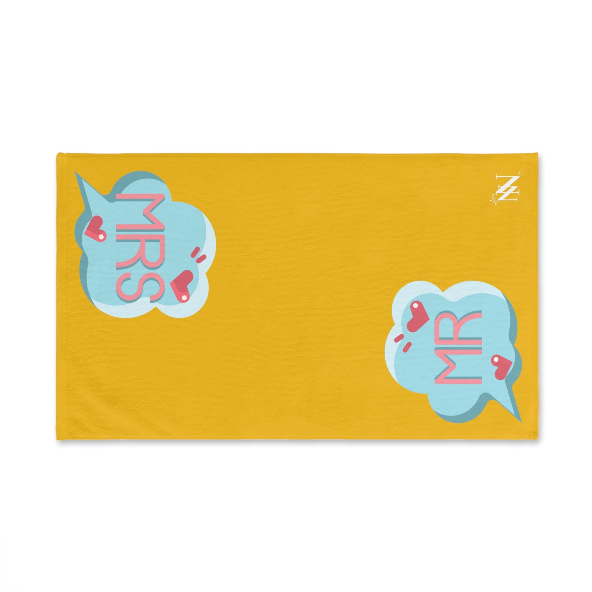 Mr Mrs Colored Caption Yellow | Mix & Match Original Fun-Flirty Lovers’ Towels