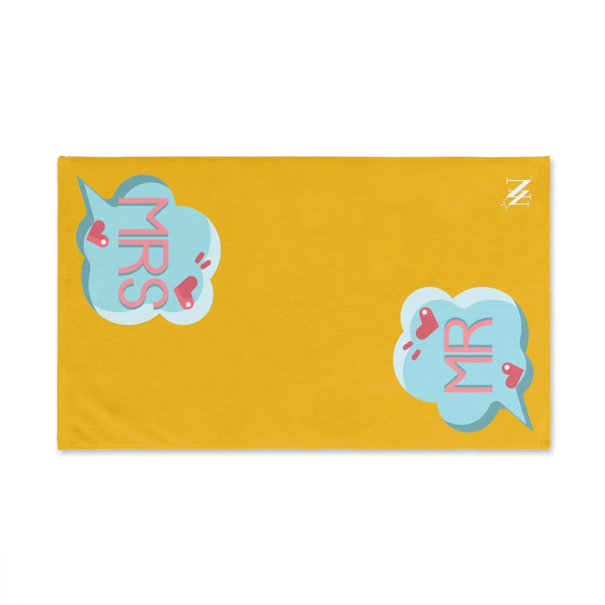 Mr Mrs Colored Caption Yellow | Mix & Match Original Fun-Flirty Lovers’ Towels