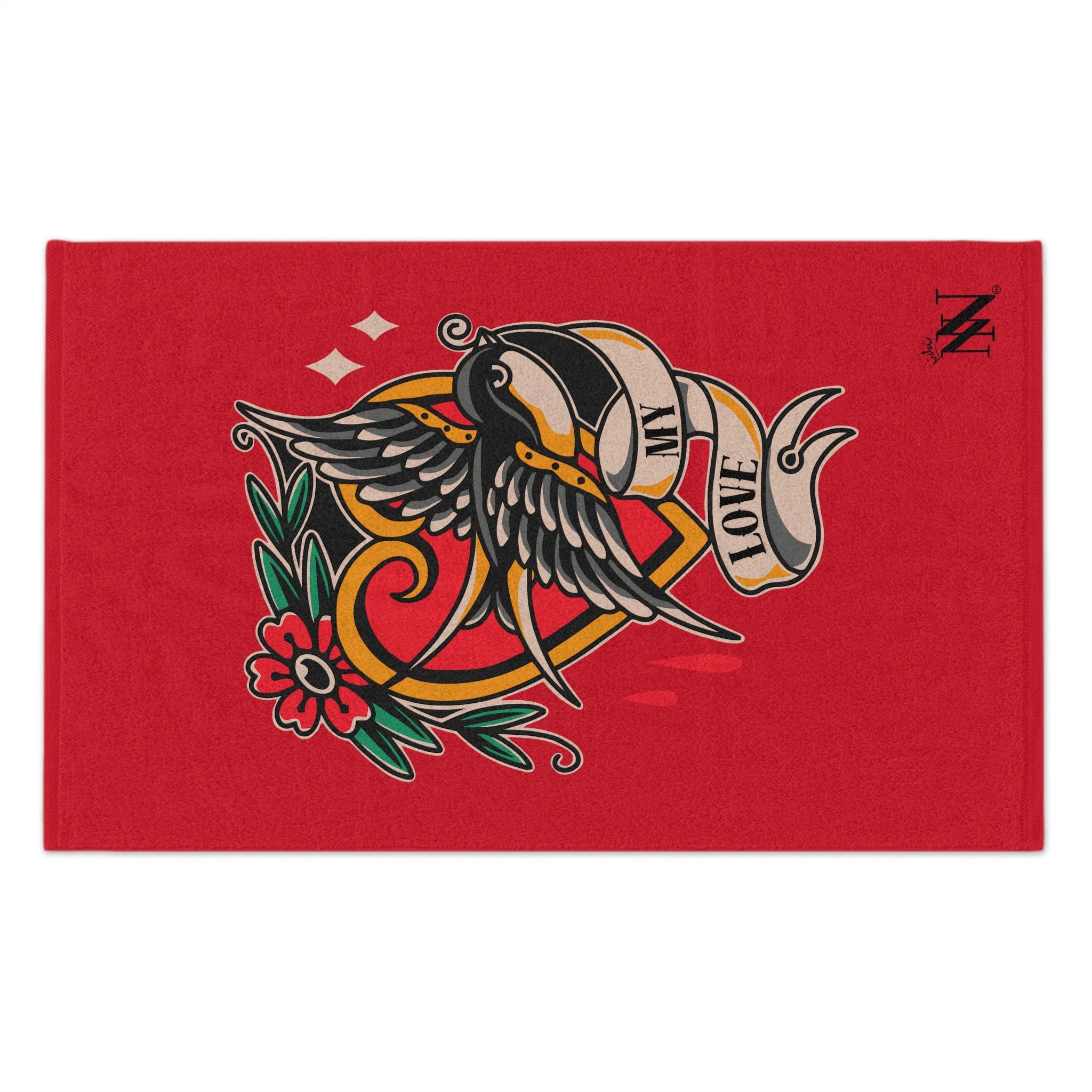My Love Traditional Tattoo Red | Mix & Match Soft Fun-Flirty Lovers’ Towels