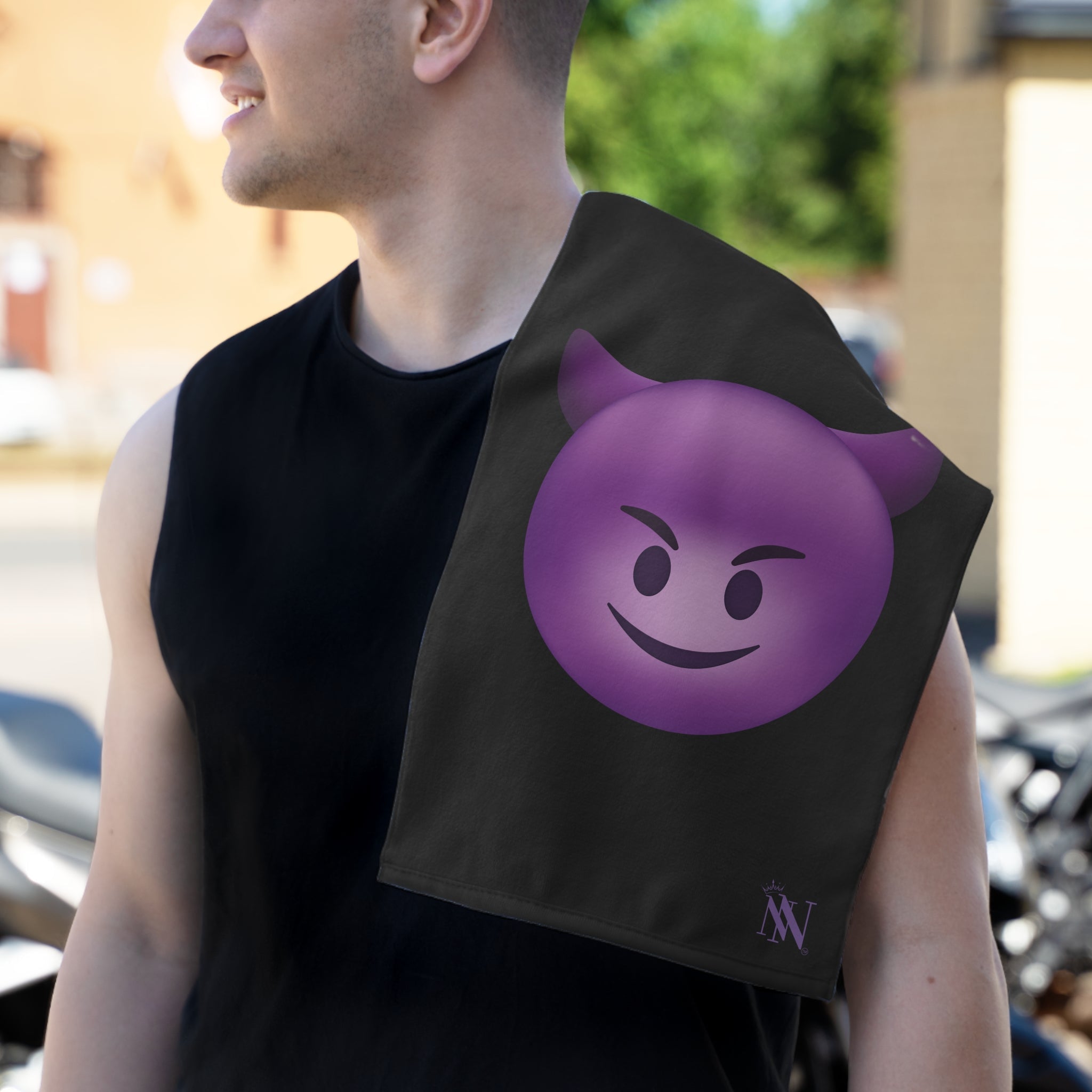 Naughty Devil Emoji Black | Mix & Match Soft Fun-Flirty Lovers’ Towels