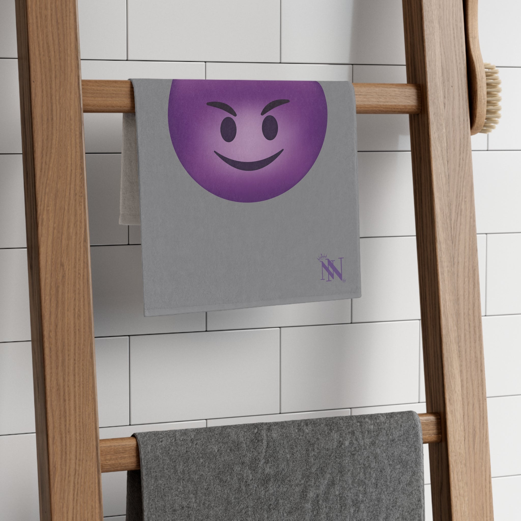 Naughty Devil Emoji Grey | Mix & Match Soft Fun-Flirty Lovers’ Towels