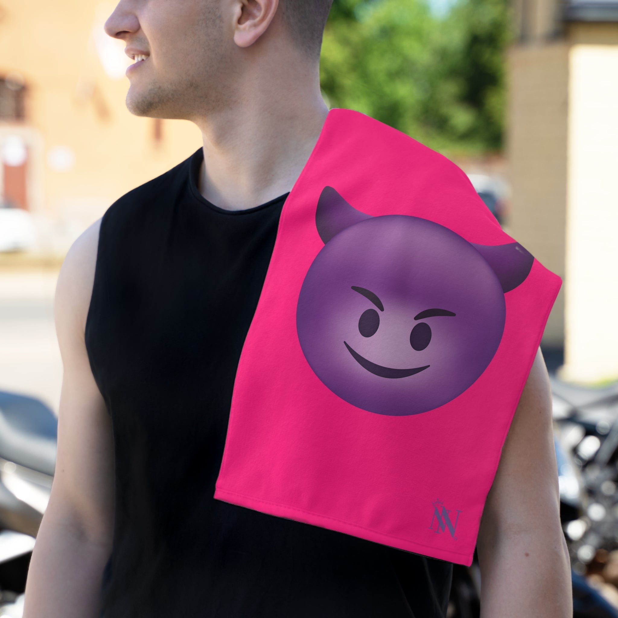 Naughty Devil Emoji Pink | Mix & Match Soft Fun-Flirty Lovers’ Towels