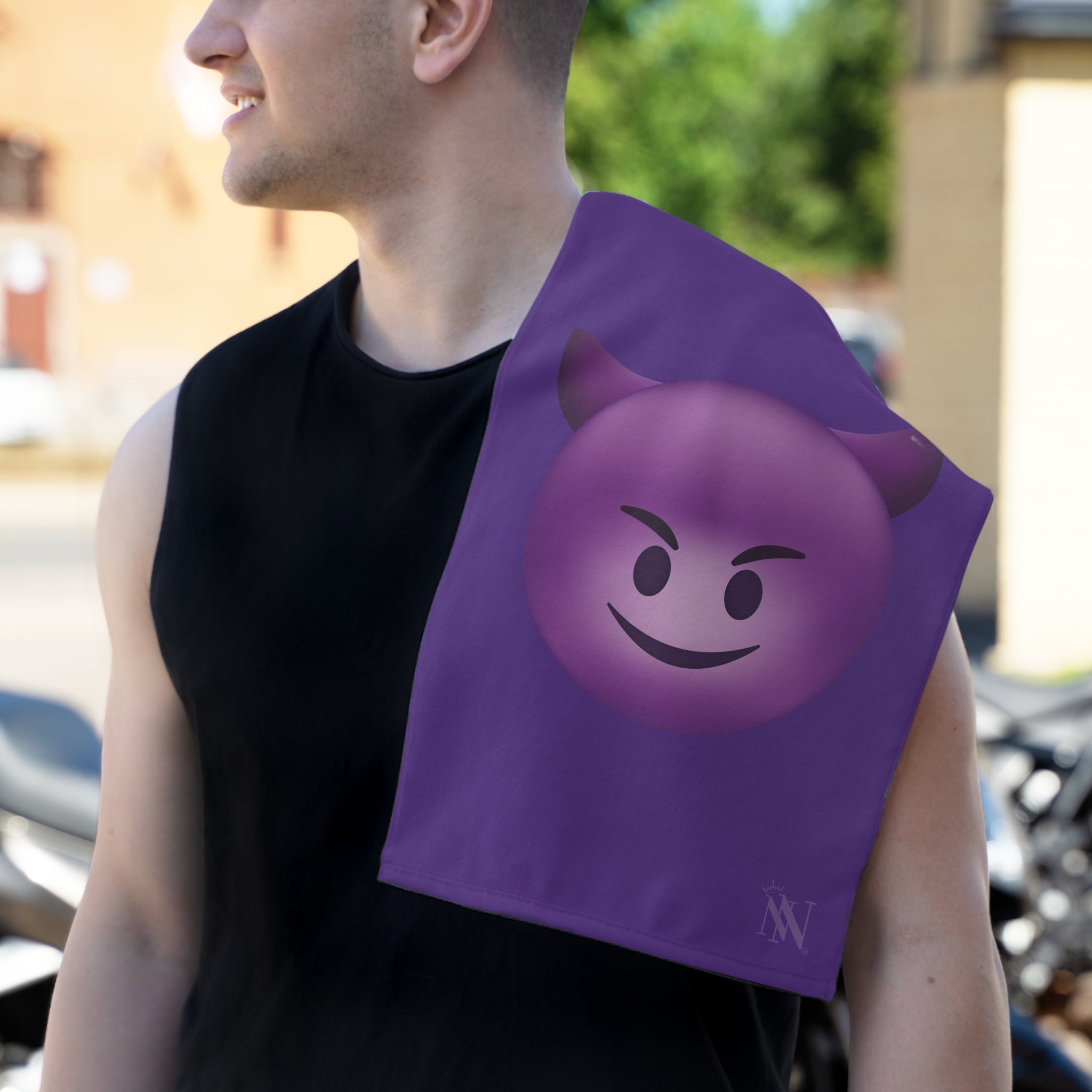 Naughty Devil Emoji Purple | Mix & Match Soft Fun-Flirty Lovers’ Towels