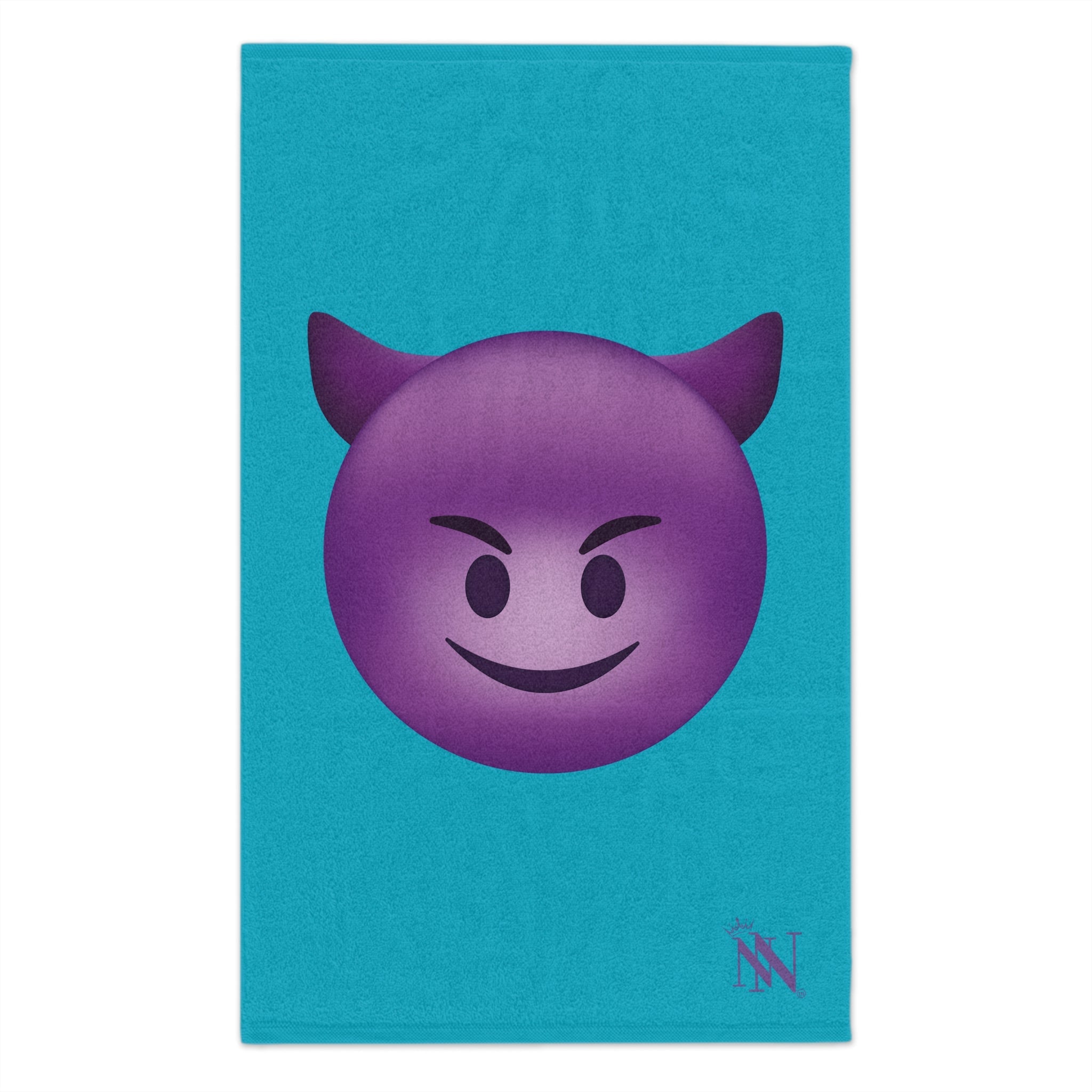 Naughty Devil Emoji Teal | Mix & Match Soft Fun-Flirty Lovers’ Towels