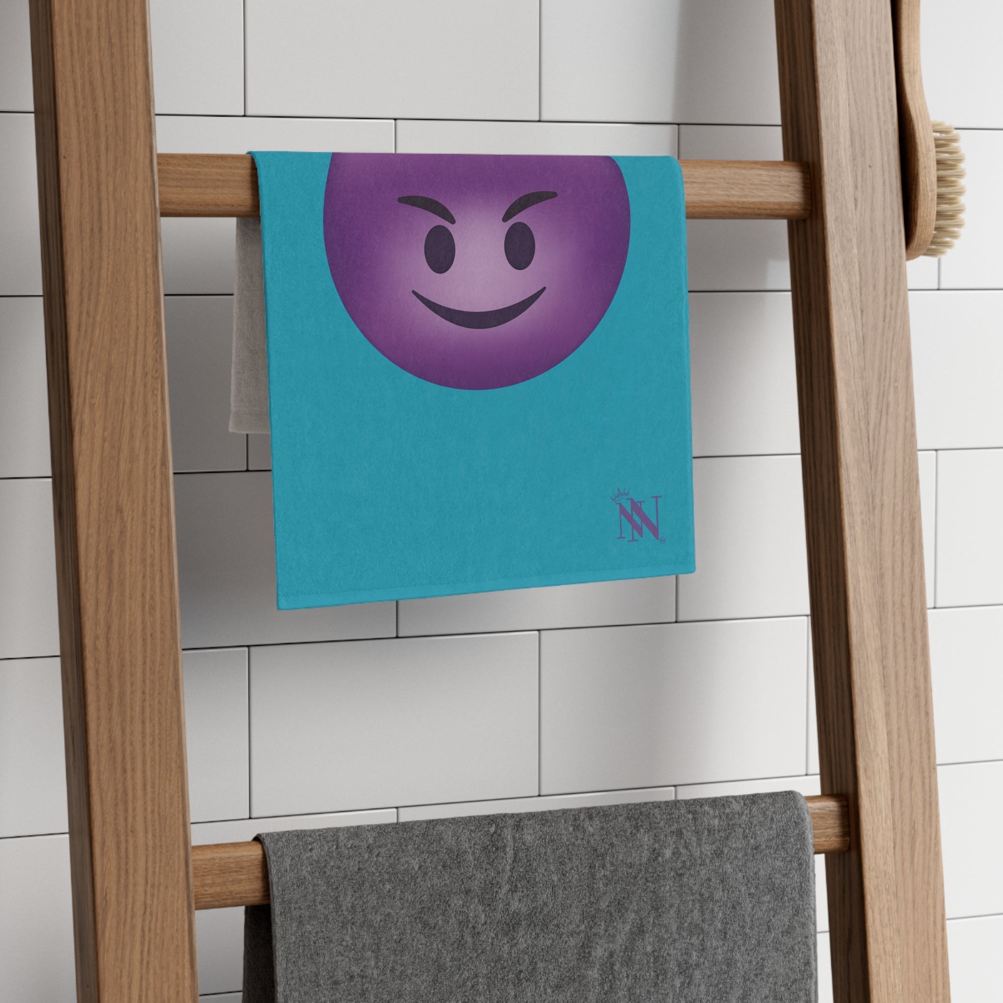 Naughty Devil Emoji Teal | Mix & Match Soft Fun-Flirty Lovers’ Towels