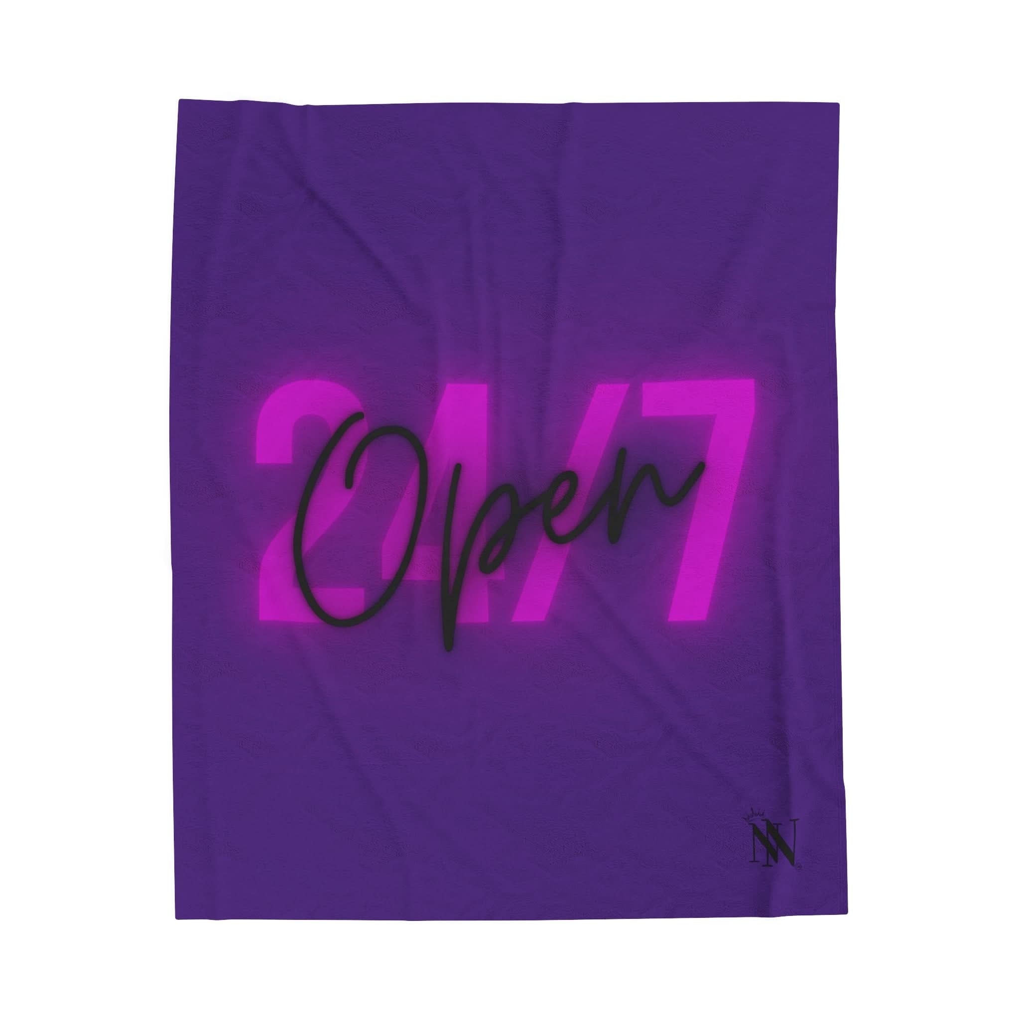 Open 24 Hours Purple | Mix & Match Soft Fun-Flirty Lovers’ Blankets